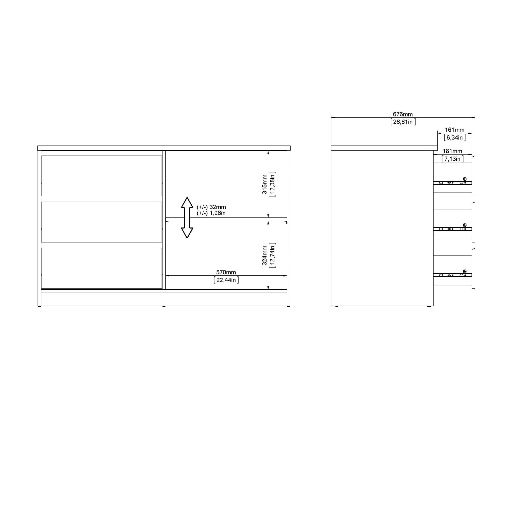 INOSIGN Sideboard »Naia Aufbewahrung, Schuhkommode, Stauraumkommode, Schuhschrank,«, Kommode mit 1 Schiebetür und 3 Schubladen, Breite 119 cm, Höhe 76 cm