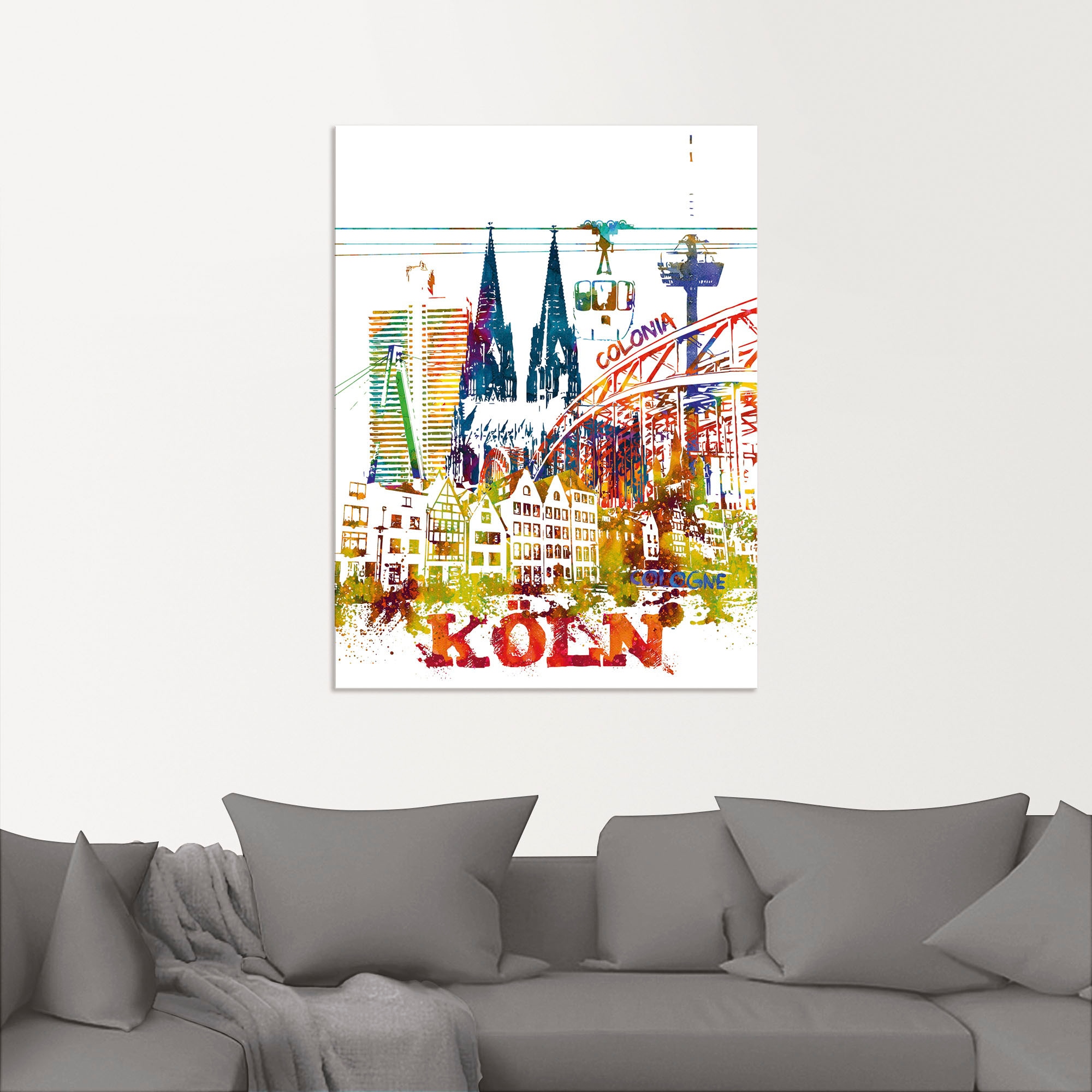 Artland Leinwandbild "Köln Dom Grafik", Köln, (1 St.), auf Keilrahmen gespa günstig online kaufen