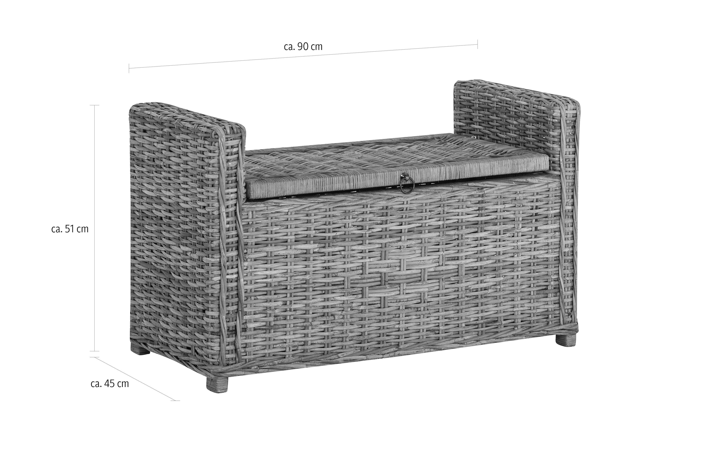 Home affaire Sitztruhe »Schönerempfang, TOPSELLER!«, (Rattan-Bank, OTTOs Choice), Belastbar bis max. 80 Kg, mit Stauraum