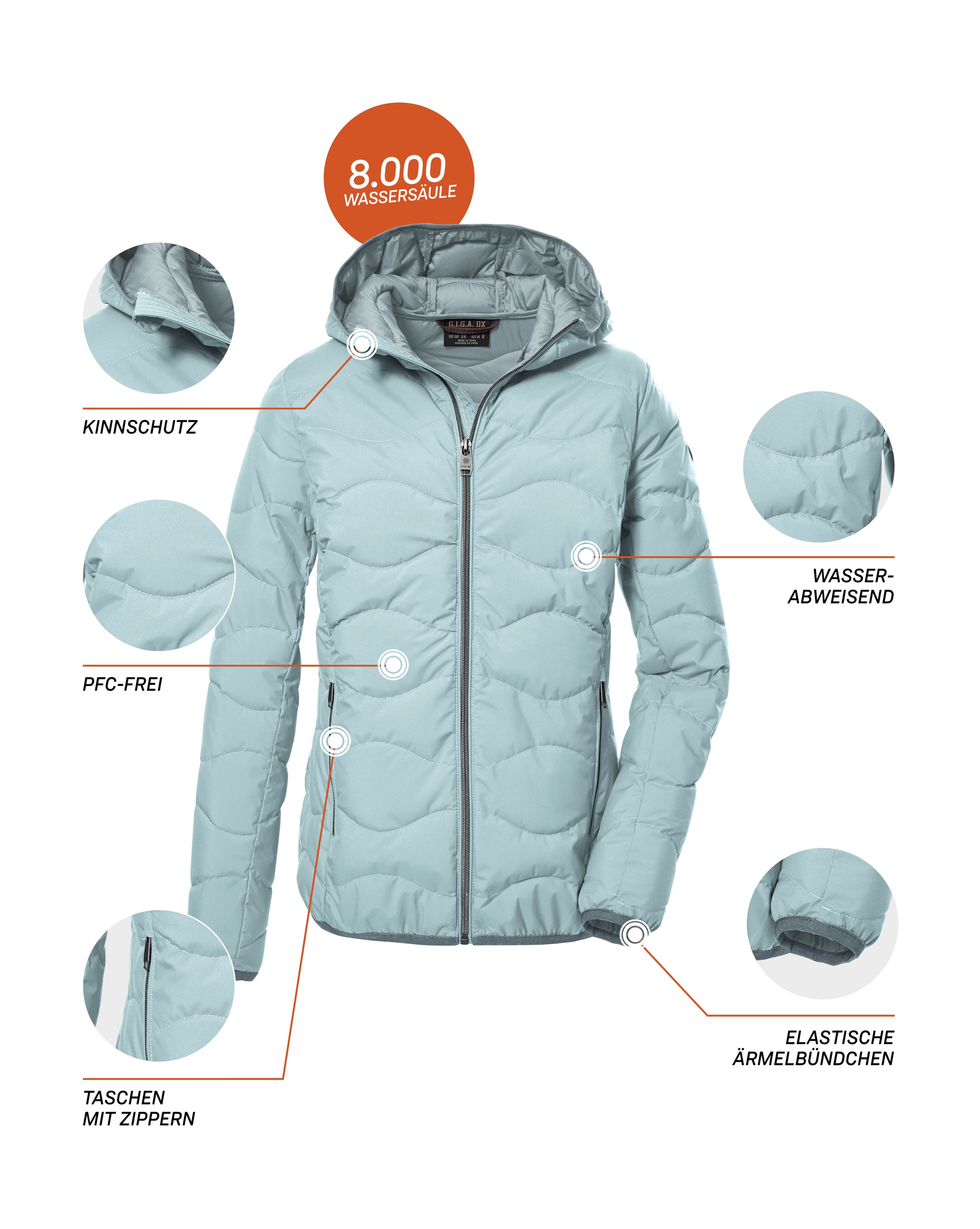 G.I.G.A. DX by killtec Steppjacke »GW 21 WMN QLTD JCKT«, Elegante, wasserabweisende Damenjacke aus recycelten Materialien