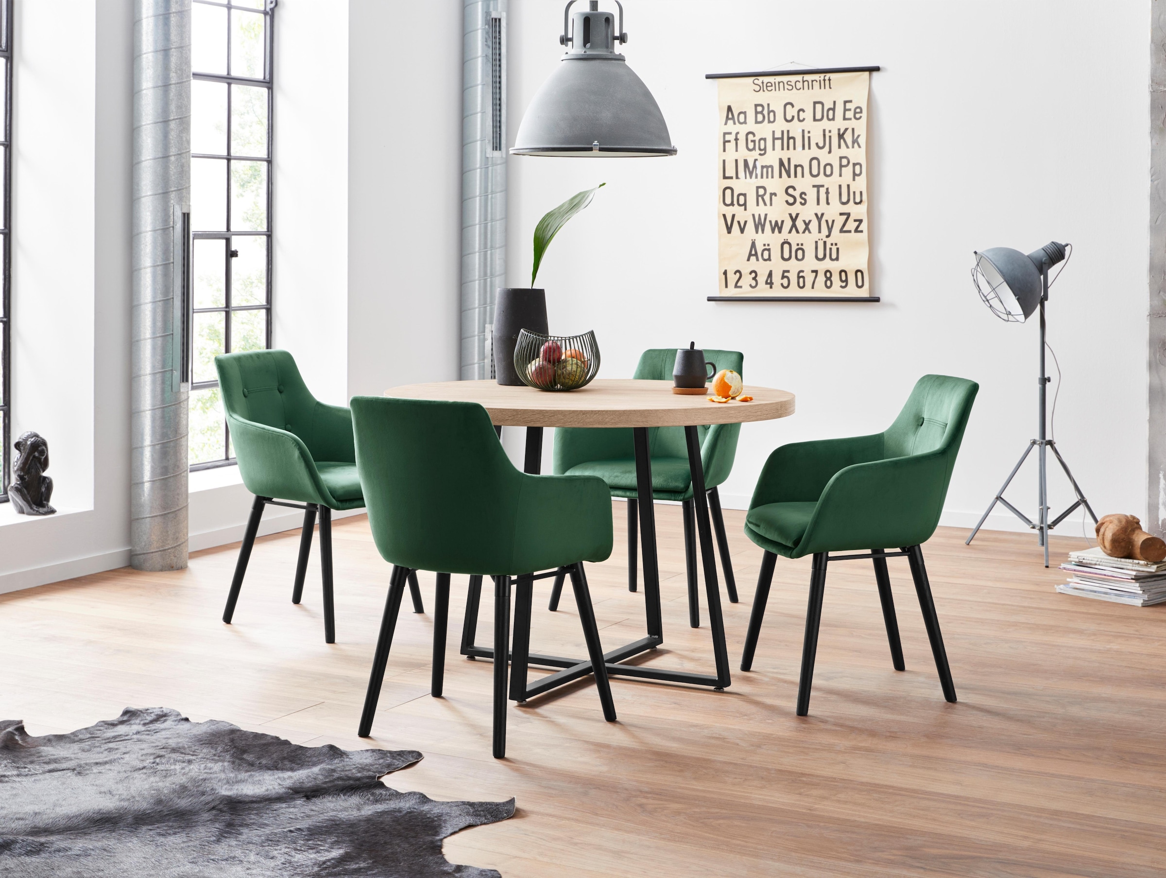 Home affaire Esstisch »Anja, TOPSELLER!«, (Esstisch, Küchentisch), Durchmesser 110 cm, Skandi Design, Metallgestell