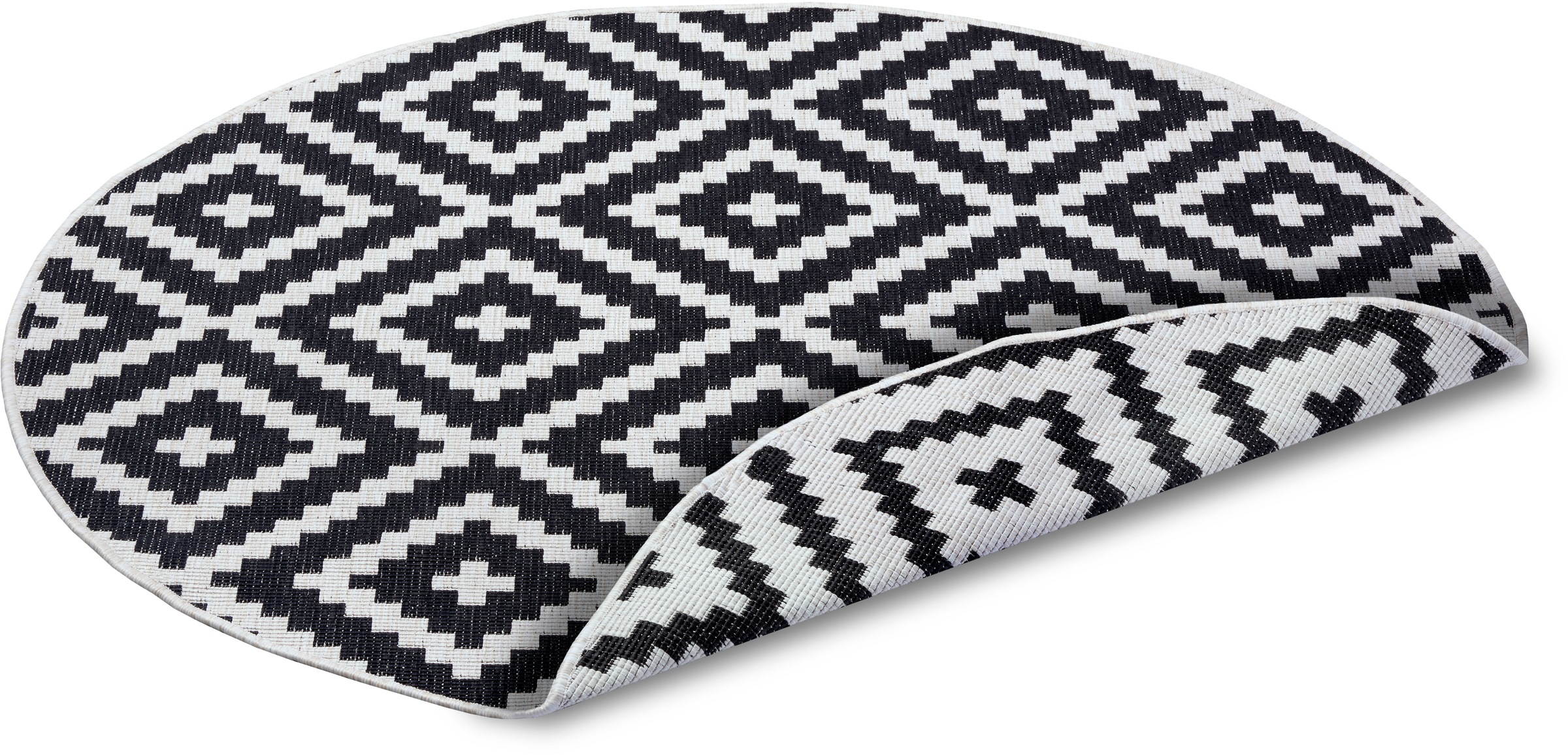 my home Teppich »Ronda Wendeteppich«, rund, 5 mm Höhe, Sisal-Optik, Flachgewebe, In- und Outdoor, geometrisches Boho Design