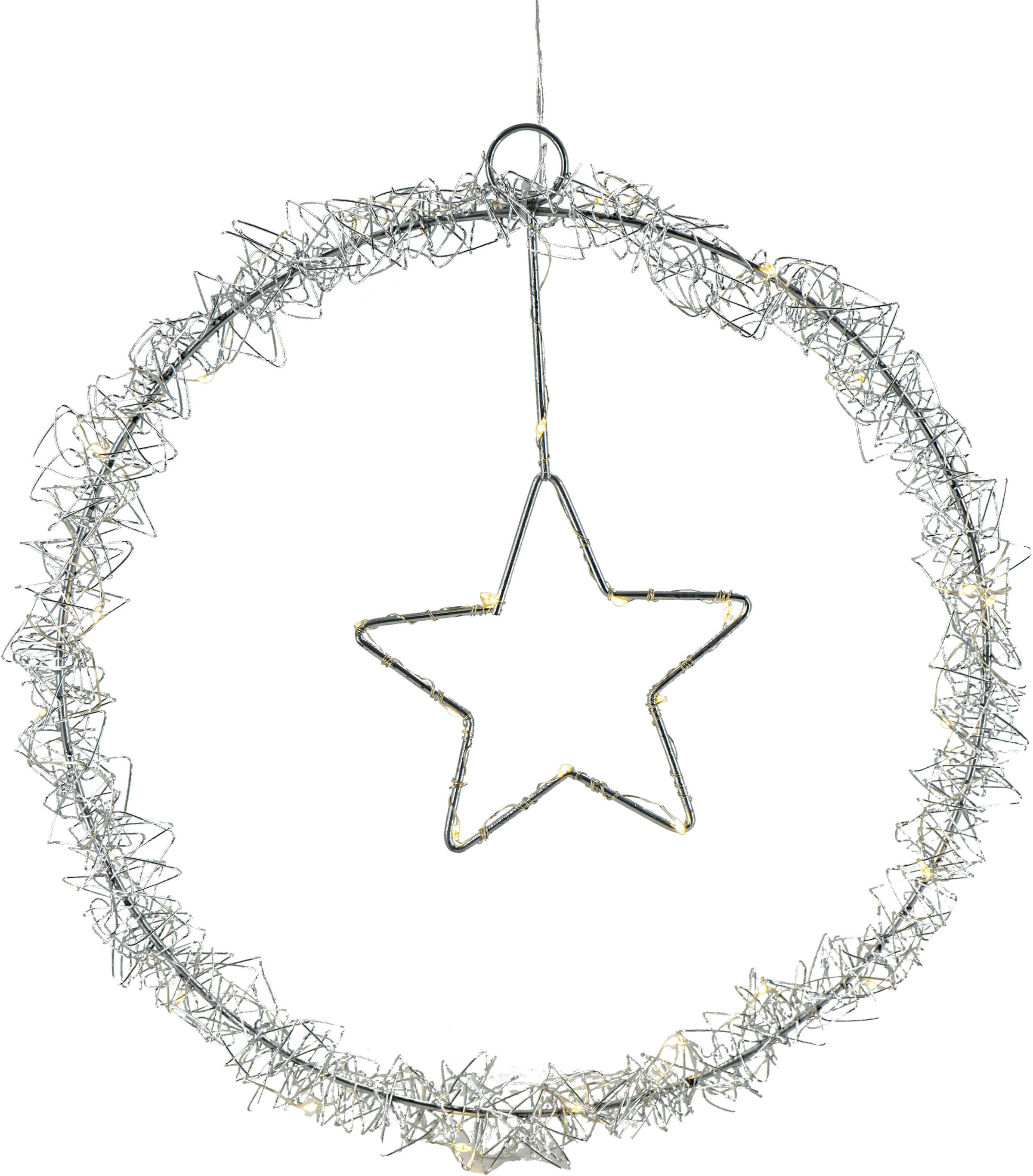 NOOR LIVING Dekolicht »LED Weihnachtsdeko, Ø 33 cm, Dekohänger aus Metall«, im 2er Set (bestehend aus 1x Baum und 1x Stern), Fensterdeko