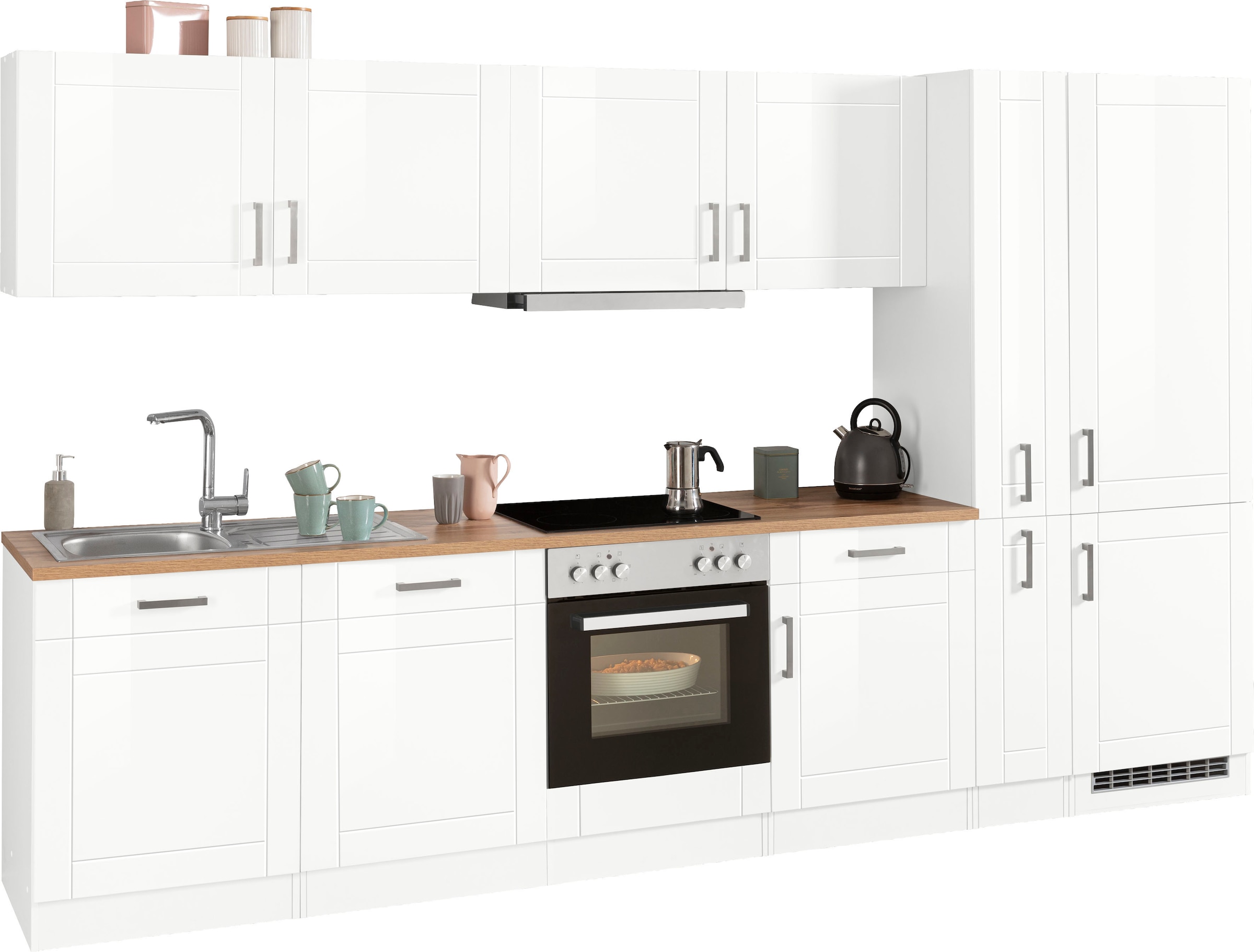 KOCHSTATION Küchenzeile »KS-Tinnum« mit E-Geräten, Breite 330 cm