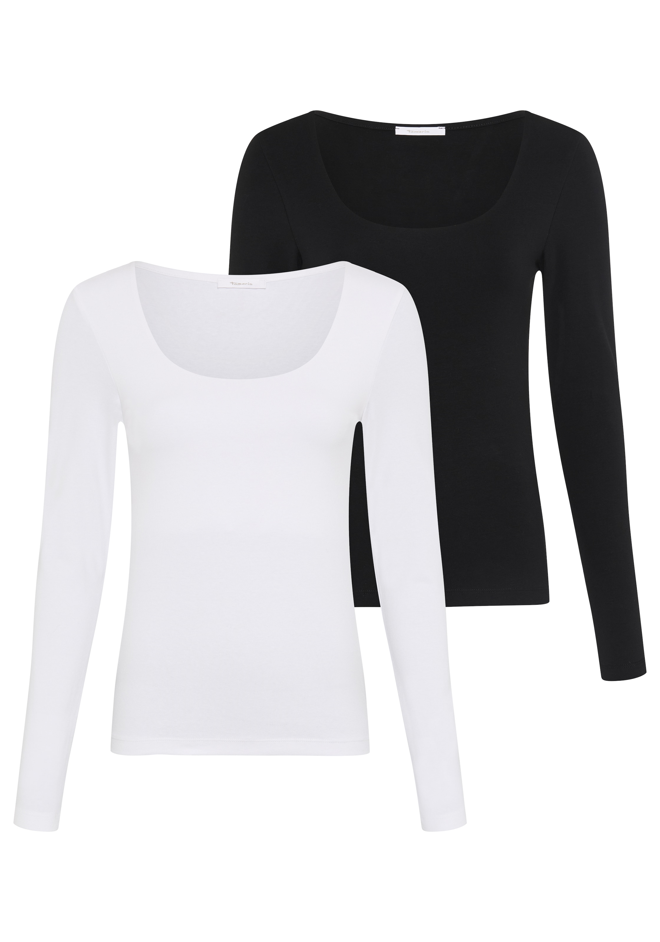 Tamaris Langarmshirt »im Doppelpack, aus elastischer Baumwollqualität« Packung, 2,  sehr figurbetonte Passform, hüftlange Schnittform