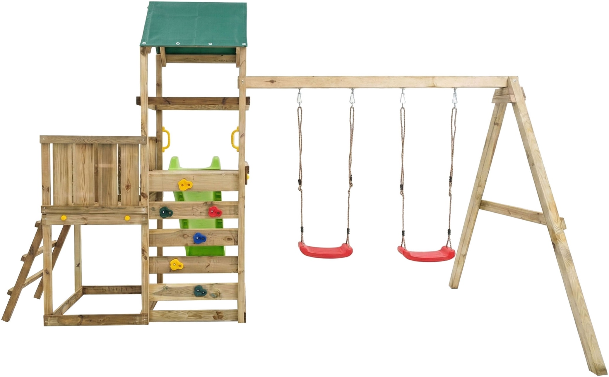 FUNGOO Spielturm »MaxPlay 3.1« mit Rutsche, Doppeldecker, Doppelschaukel und Kletterwand