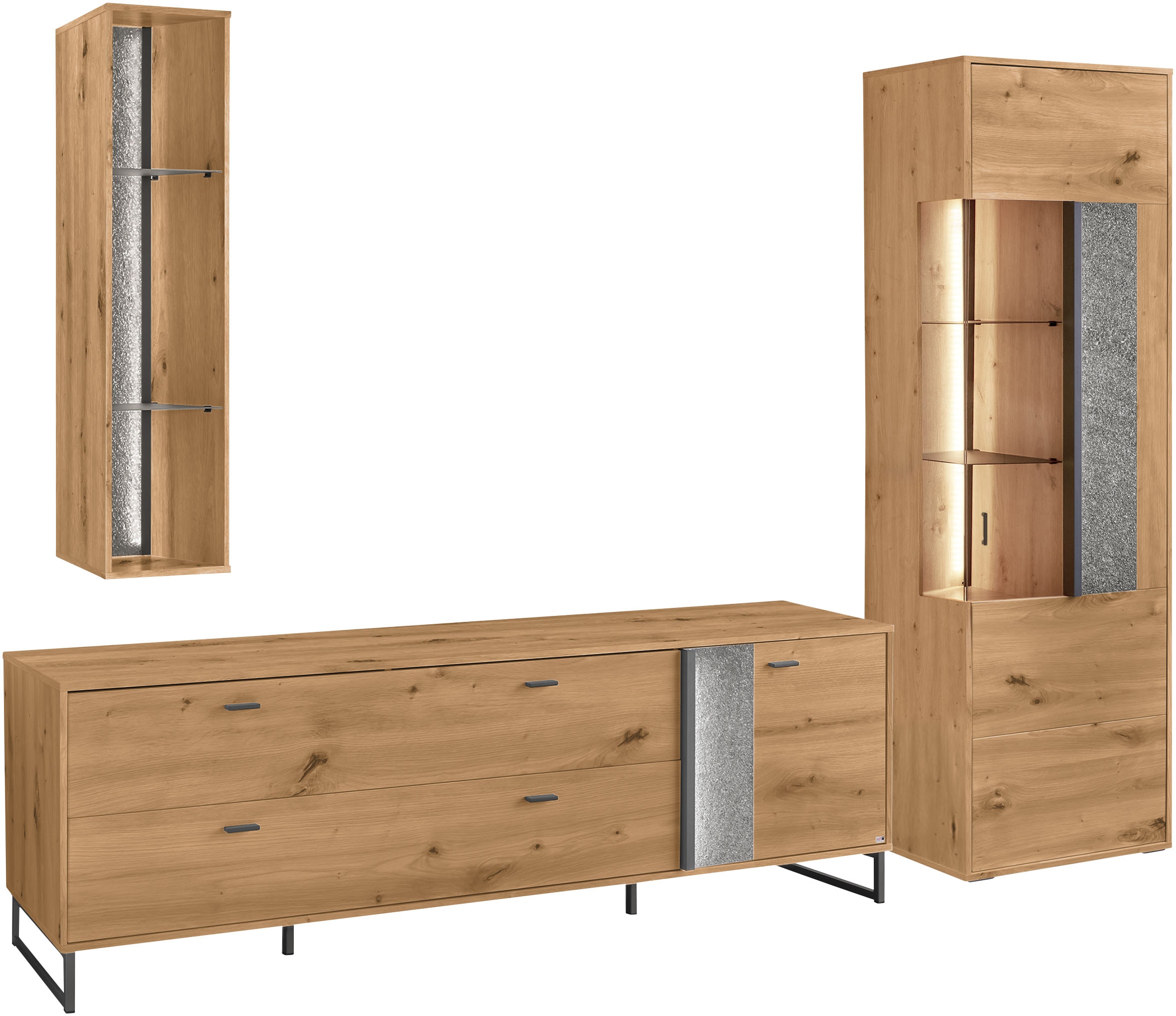 set one by Musterring TV-Wand »Deltona« 3 Stk. tlg. Zierelemente aus Sandst günstig online kaufen