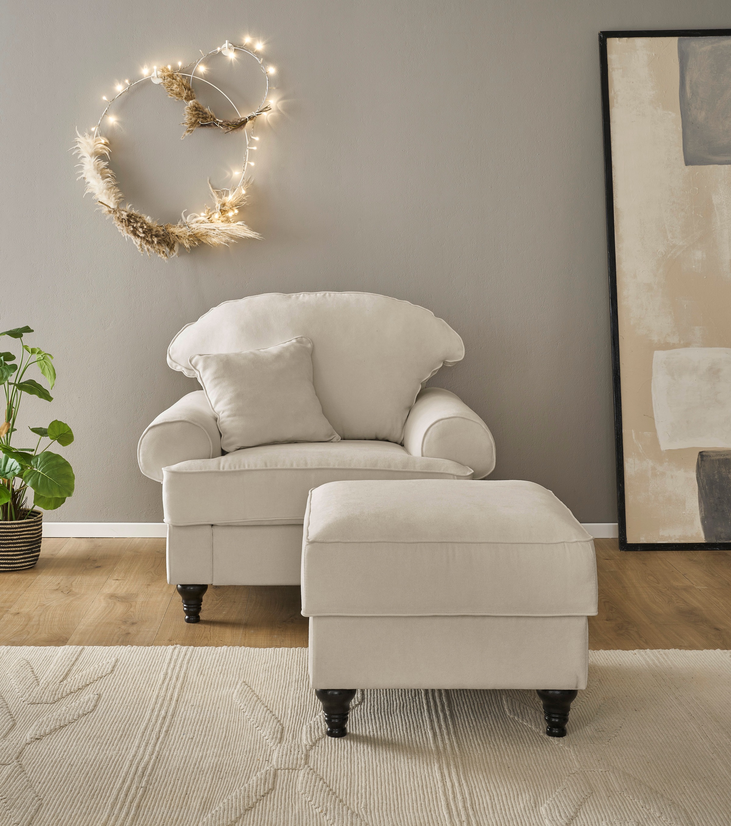 Home affaire Sessel »WESTMINSTER« Set, 1Sessel, 1 Hocker, 2 Stk. tlg. mit F günstig online kaufen