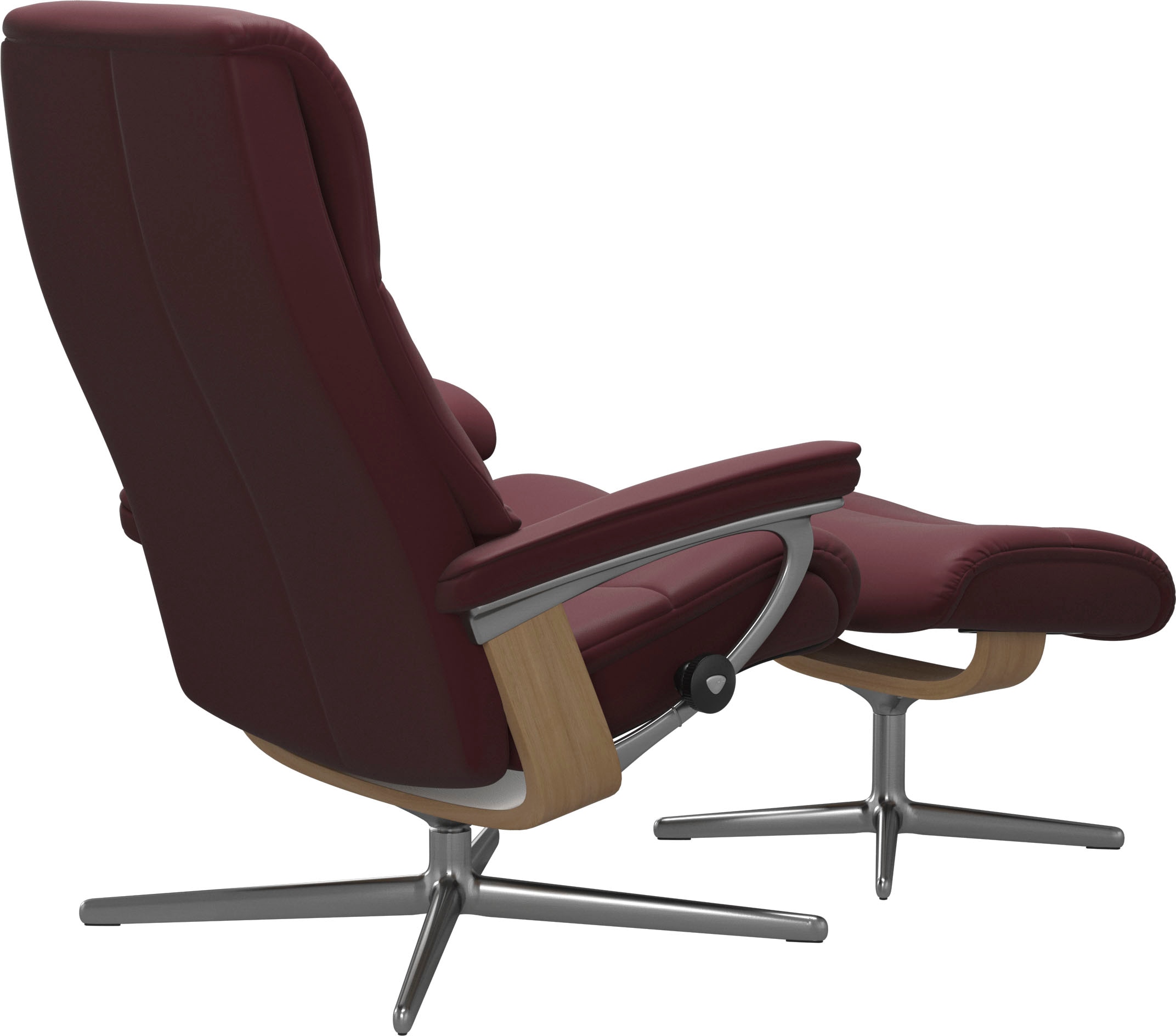Stressless® Relaxsessel »View«, (Set, Relaxsessel mit Hocker), mit Hocker, mit Cross Base, Größe S, M & L, Holzakzent Eiche