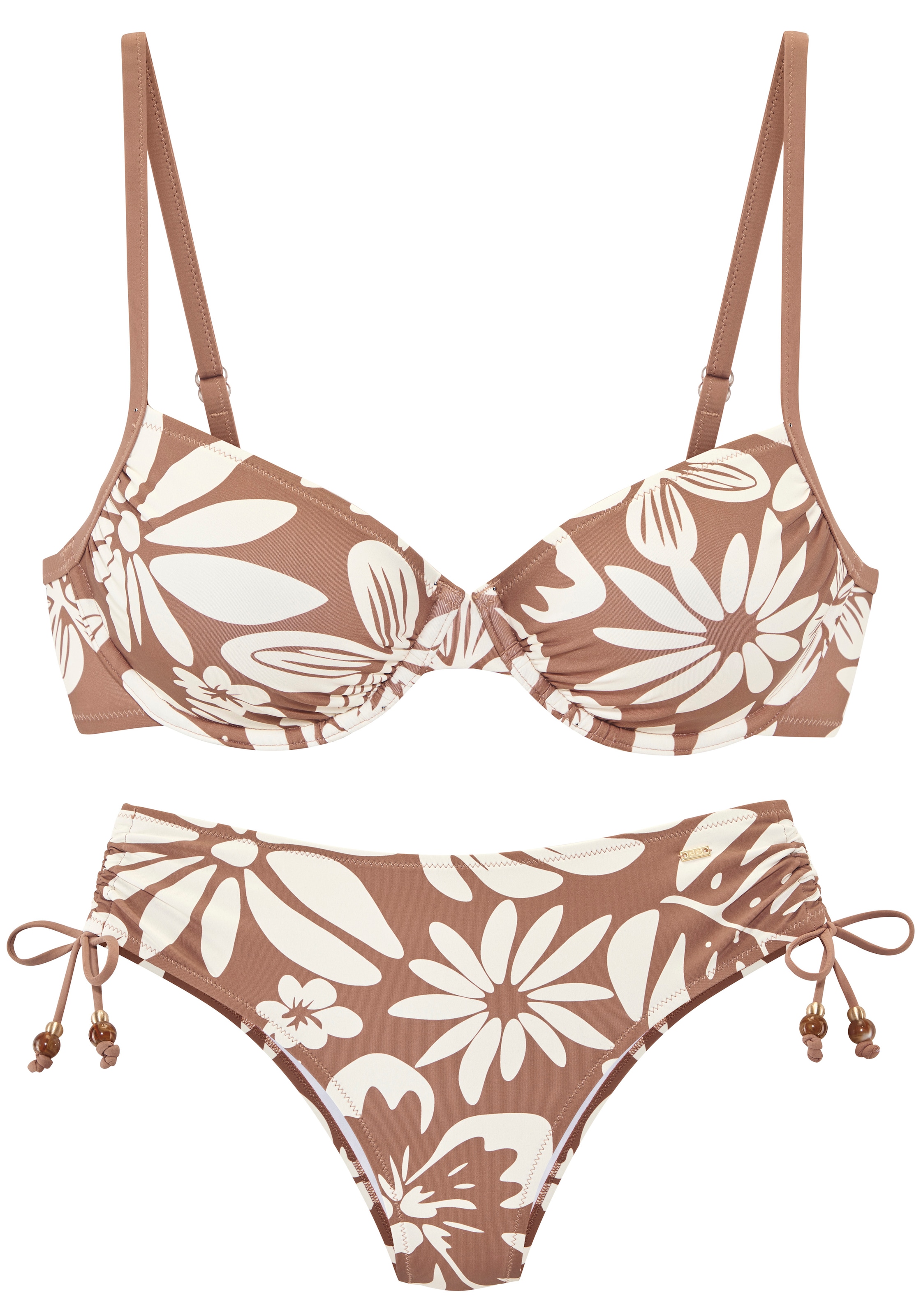 French Connection Bügel-Bikini mit Zierperlen in Kontrastfarbe