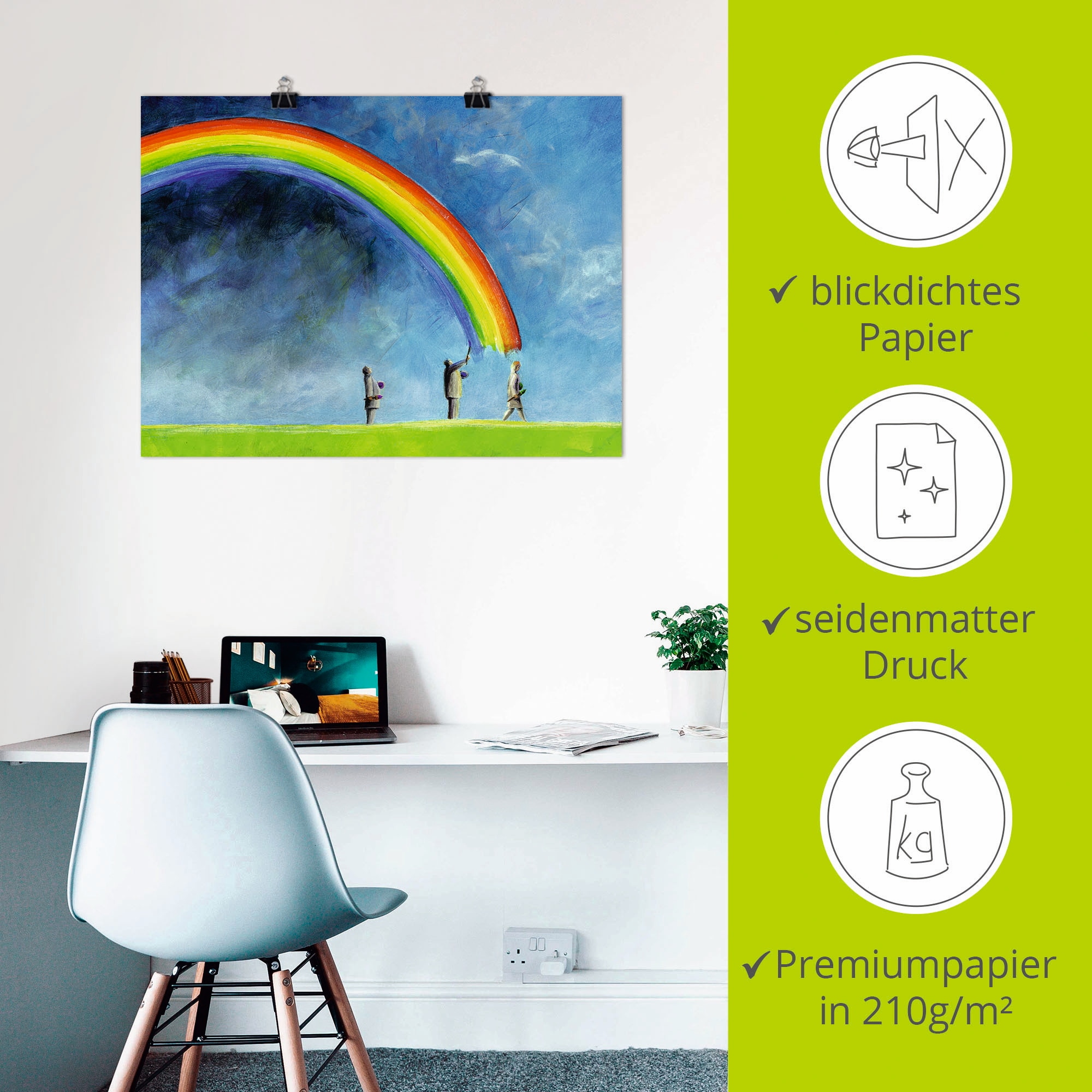 Artland Poster »Regenbogen malen«, Gruppen & Familien, (1 St.), als Leinwandbild, Wandaufkleber oder Poster in versch. Größen