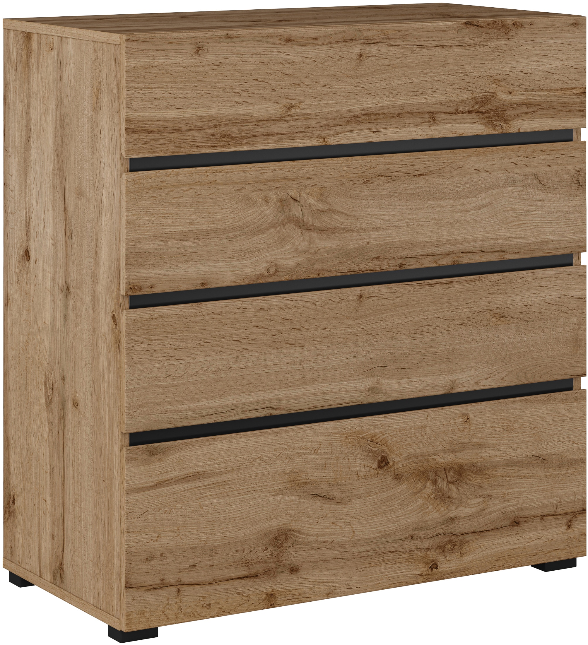 INOSIGN Schubkastenkommode »Cross, moderne grifflose Kommode, 80x40x85cm (BxTxH)«, Schubladenschrank, Sideboard mit 4 Schubkasten