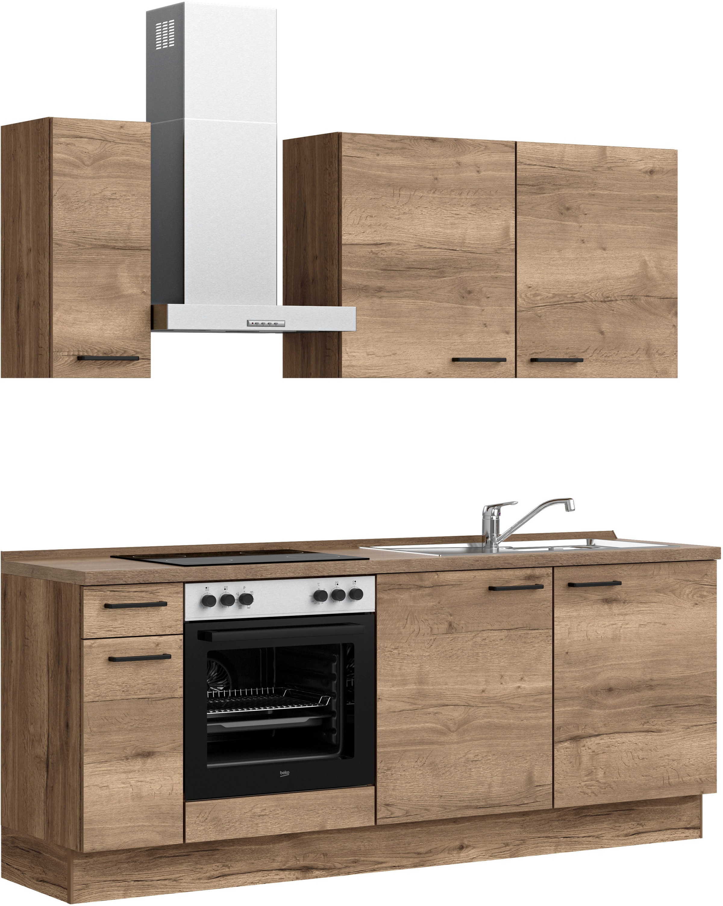 nobilia® Küchenzeile »"Structura I"«, vormontiert, Ausrichtung wählbar, Breite 210 cm, wahlw. mit E-Geräten