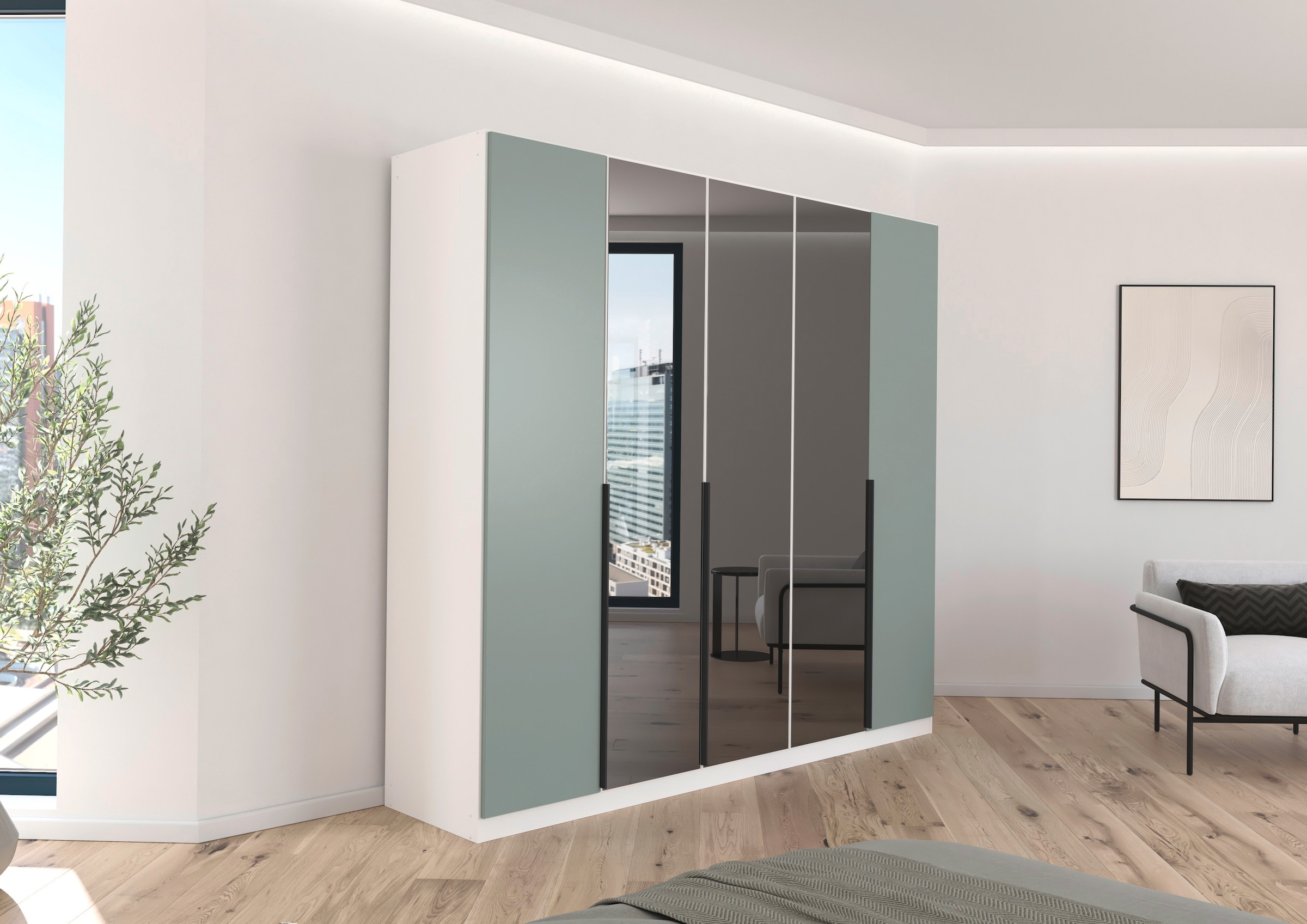 INOSIGN BY RAUCH Drehtürenschrank »Ferris Schrank Breite 2,10m BESTSELLER Schlafzimmerschrank«, Kleiderschrank mit Spiegel in den Ausführungen BASIC/CLASSIC/PREMIUM
