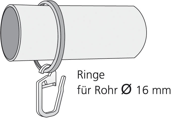 Liedeco Gardinenring »Gardinenring, Stilring, 16 mm St.), bestellen Gardinenring Ringe mit für Gardinenrohre schnell Faltenlegehaken und \