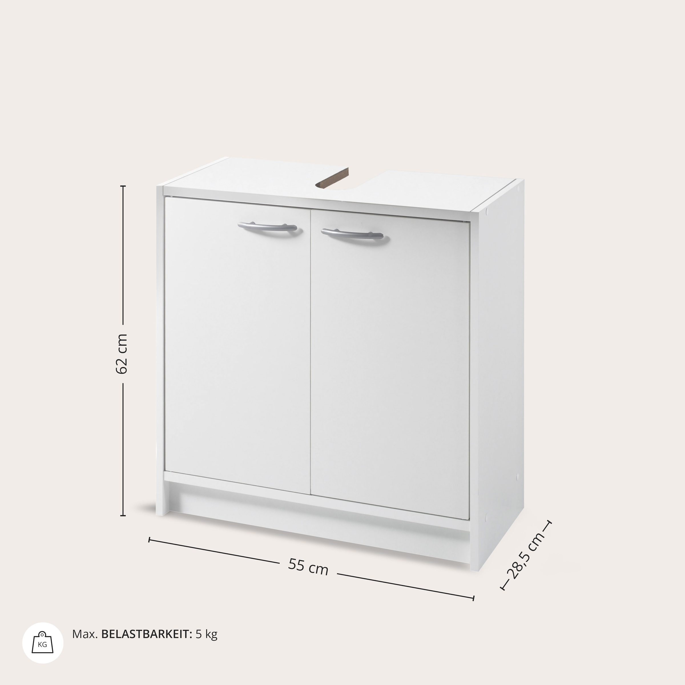 BASIC by Balculina Waschbeckenunterschrank »Smash, Breite 63 cm«, (1 St.), mit 2 Türen