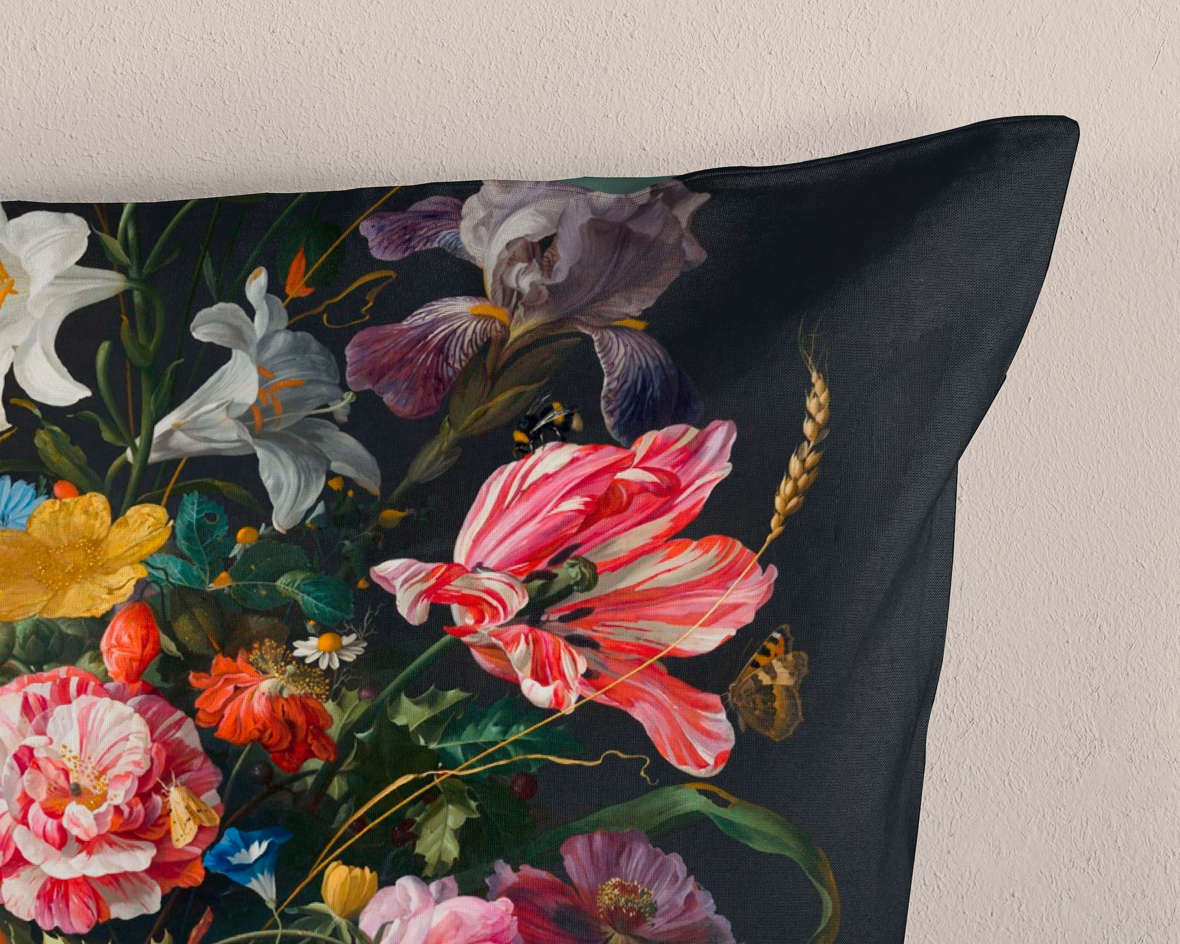 good morning Wendebettwäsche »Deja«, 100% Baumwolle, 135x200, Reißverschluss, Wendeoptik, Blumen, Schwarz