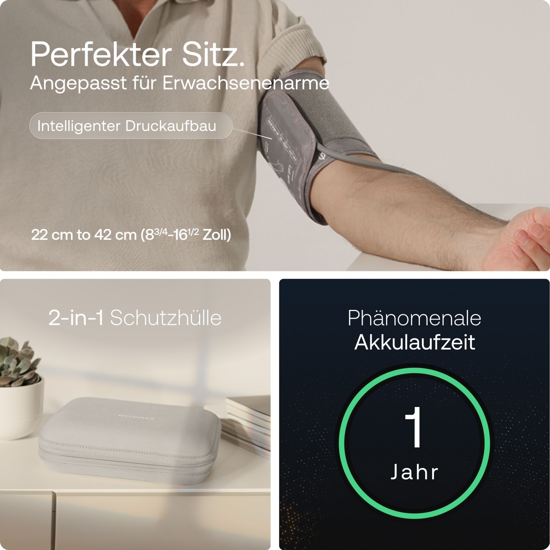 Withings Blutdruckmessgerät »BPM Vision mit EKG, WLAN & Farbdisplay« Automatische Messung, Speicher für mehrere Nutzer, App-Integration