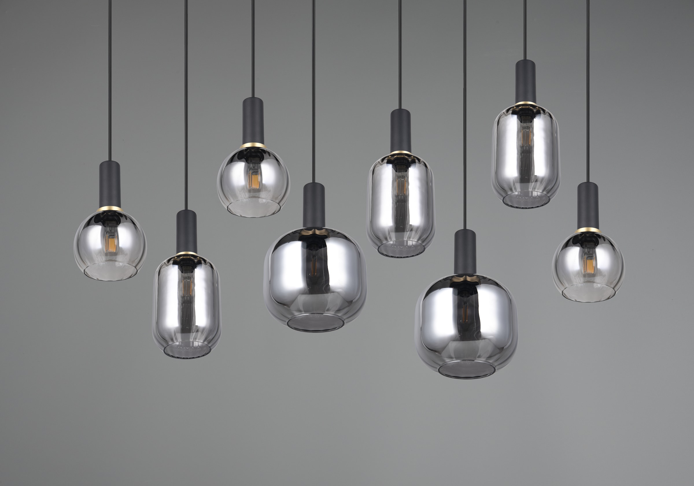 TRIO Leuchten Pendelleuchte »DIVA, E27 Hängelampe 8-flammig mit Glasschirm, exkl 8xE27 max 10W«, 8 flammig, Leuchtmittel E27 | Leuchtmittel wechselbar, höhenverstellbar bis max 150cm Hängeleuchte 120x32 cm Wohnzimmer Küche