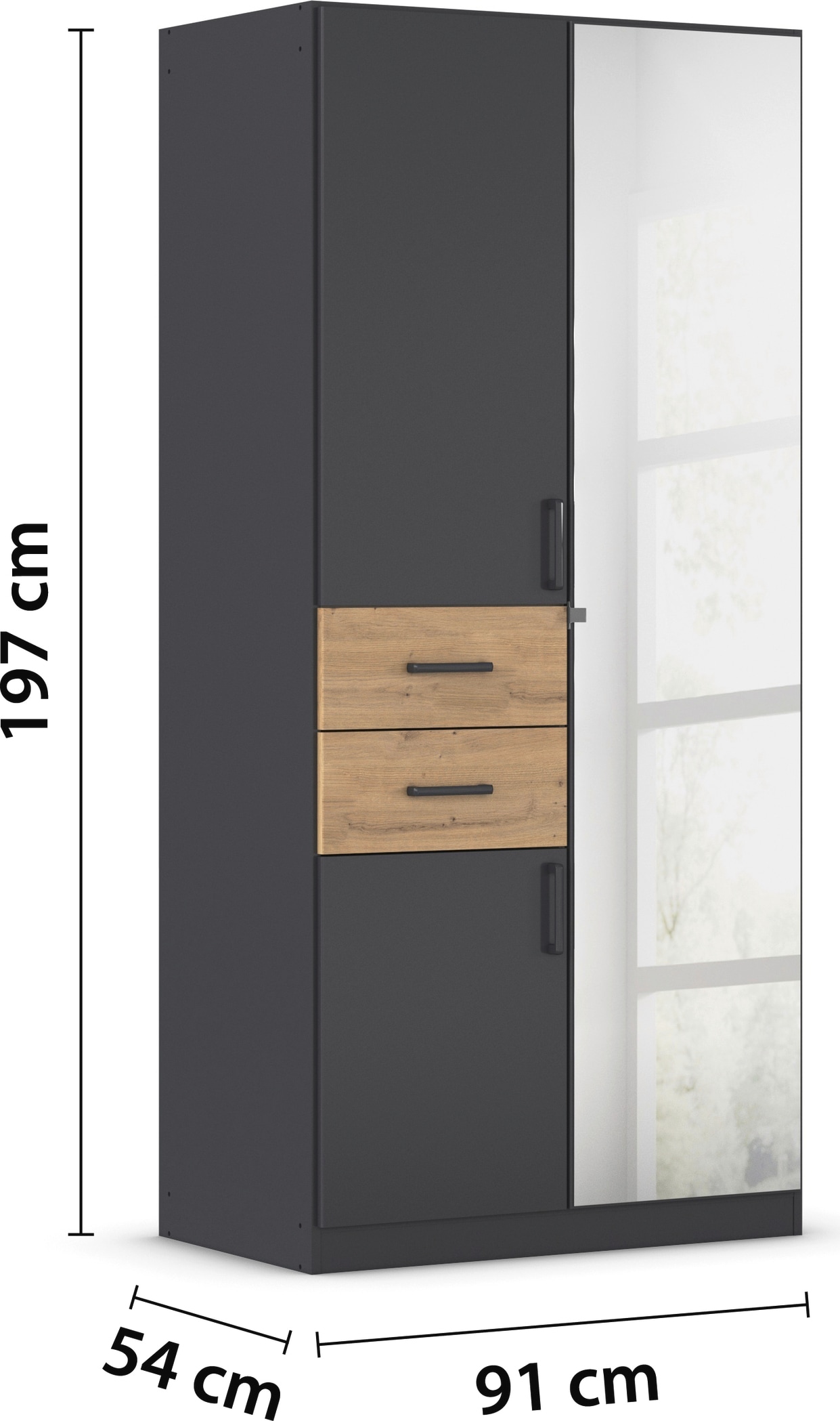 rauch Drehtürenschrank »Maika« mit Spiegel, 2 Schubladen, in verschiedenen Breiten, Höhen und Farben