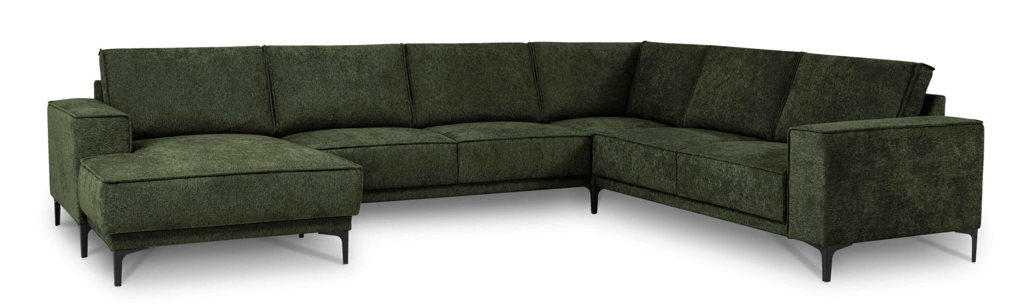 Places of Style Wohnlandschaft »XXL Sofa Oland, Struktur, Flachgewebe, Luxus-Microfaser, Boucle«, U-Form, 342 cm, Wellenunterfederung, Skandi-Design, Metallfüße
