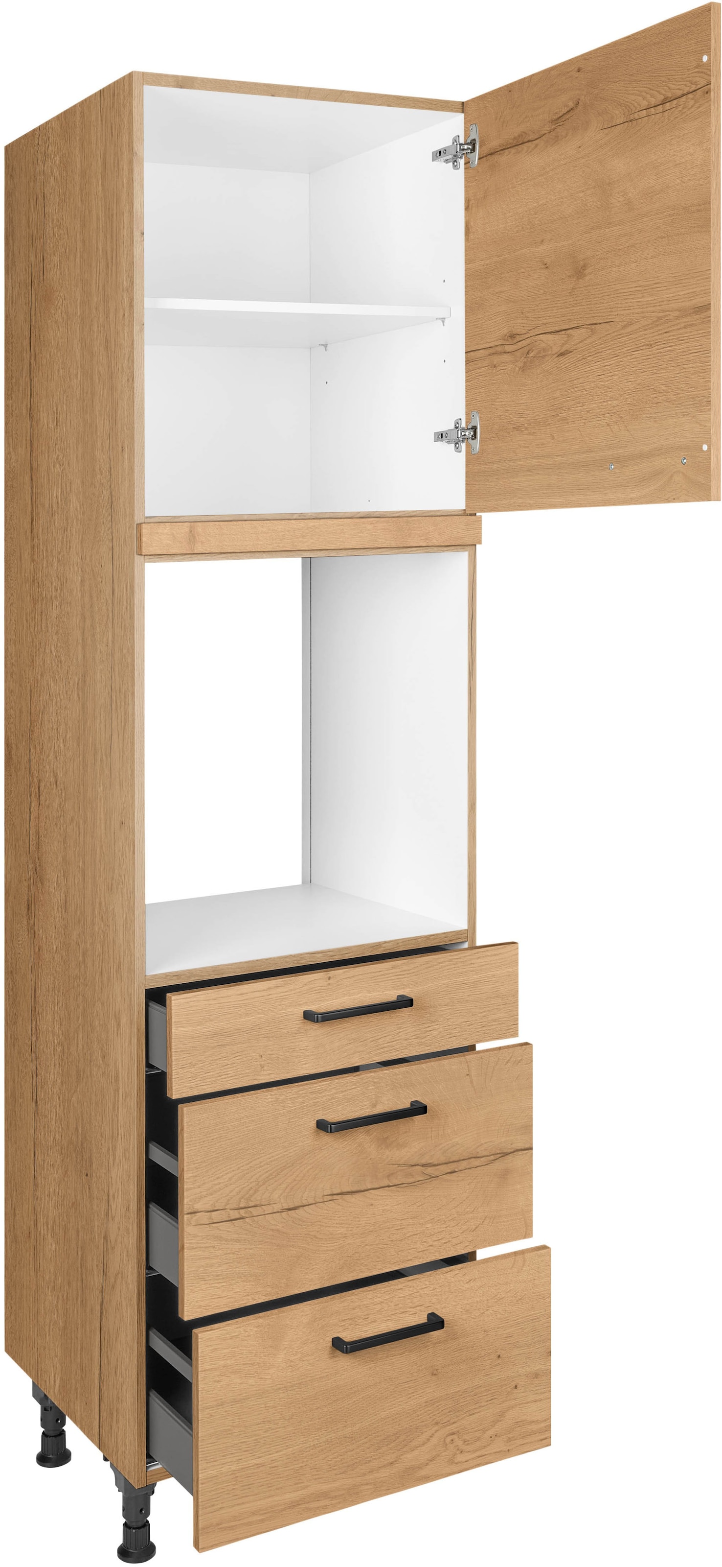 nobilia® Backofenumbauschrank »"Structura", Ausrichtung wählbar, mit Schublade und zwei Auszügen und«, einer Tür, vormontiert, Breite/Höhe: 60/216,6 cm