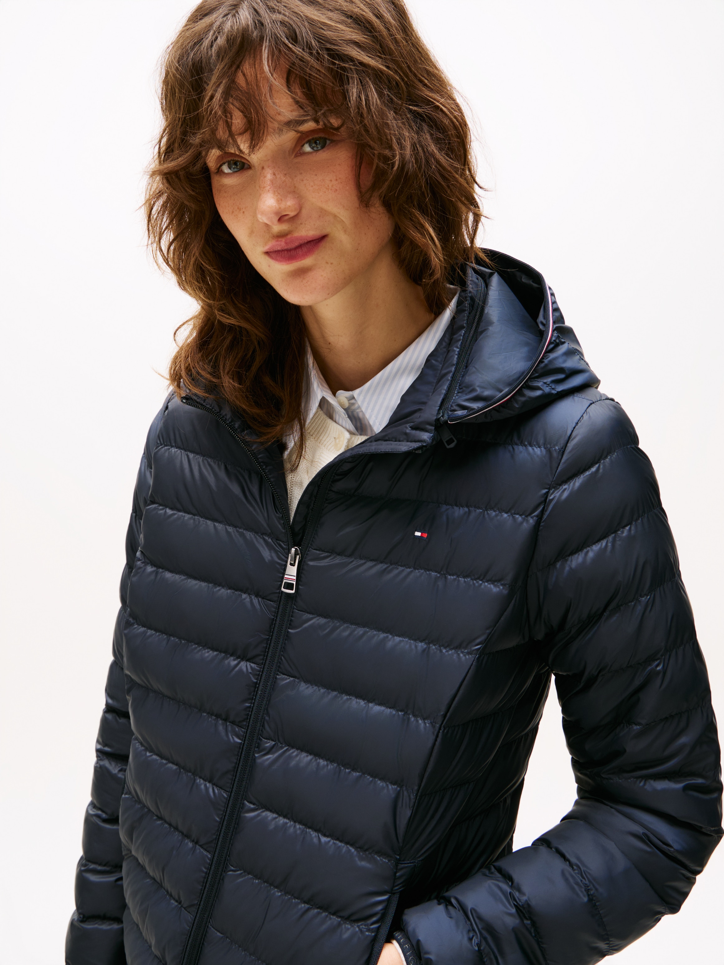 Tommy Hilfiger Steppjacke »LW PADDED GLOBAL STRIPE JACKET« Global Serie TH WOMEN,  mit Kapuze sportive Kapuze mit Global Stripe