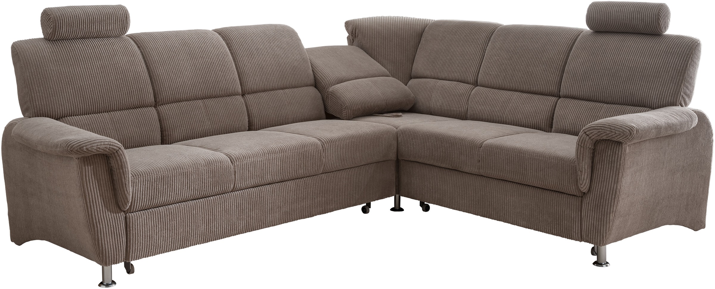Home affaire Ecksofa »Pisa L-Form, mit Schlaffunktion, Stauraum, 2x höhenverstellbare«, Kopfstützen und Relaxfunktion im Eckelement