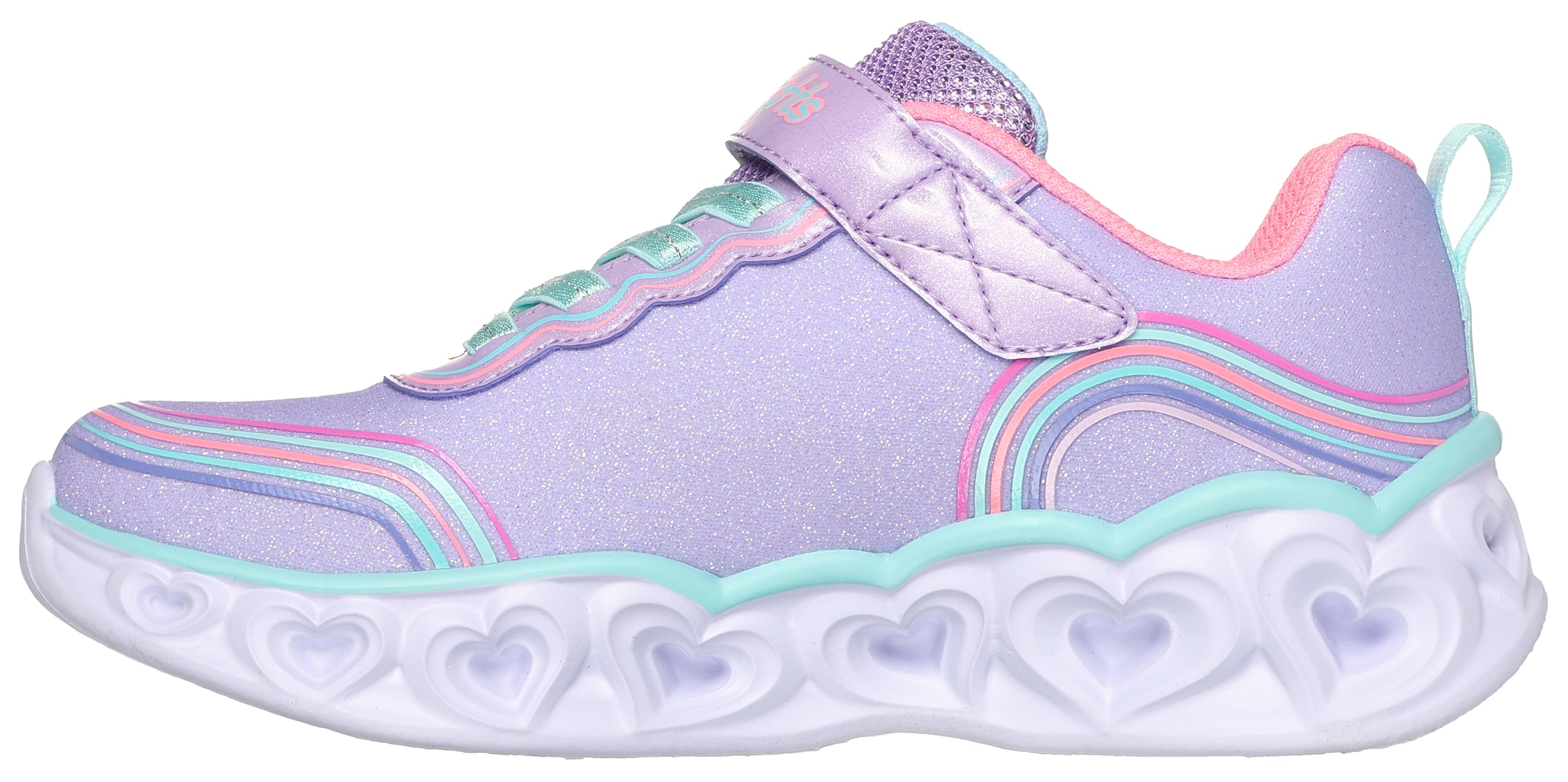 Skechers Sneaker »HEART LIGHTS«, Freizeitschuh, Klettschuh, Blinkschuh mit buntem Regenbogen Stitching