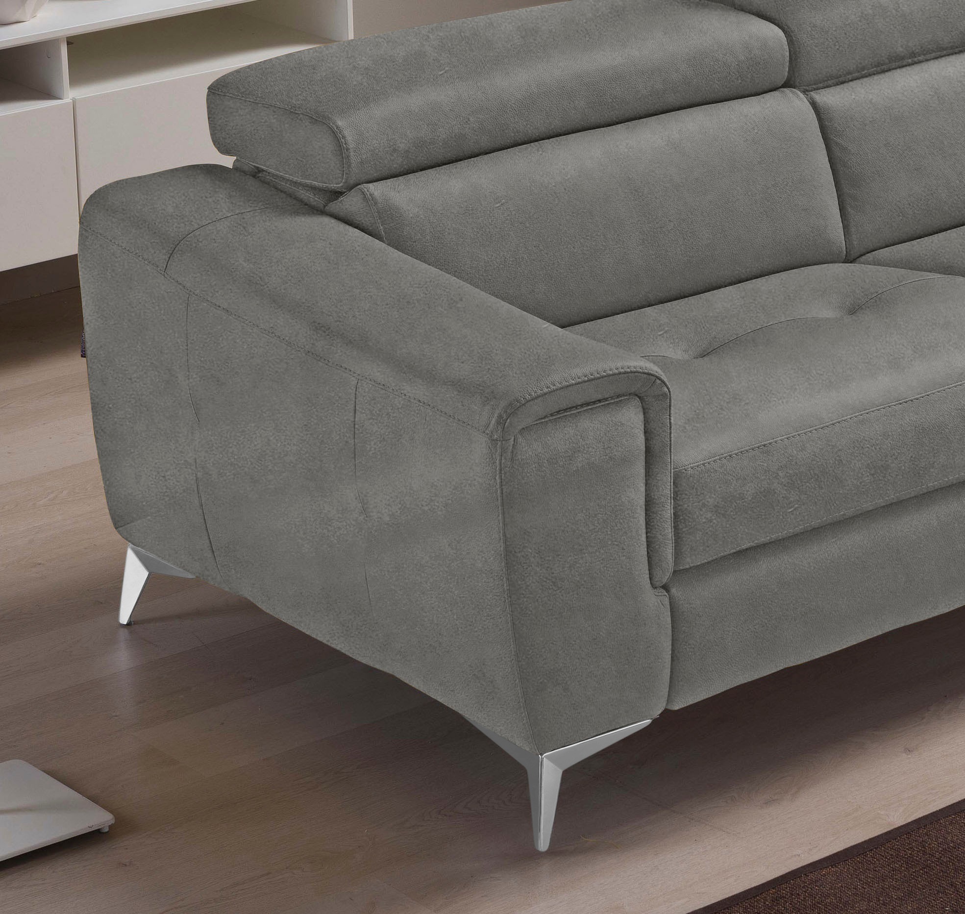 Egoitaliano 2,5-Sitzer »Francine, Designsofa, Loungesofa«, Kopfteile manuell verstellbar, mit edlen Metallfüßen