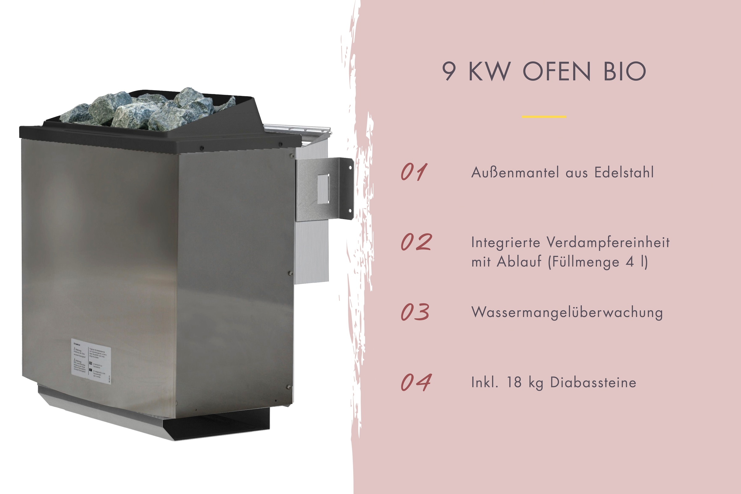 Karibu Sauna »Sanna 2«, 9-kW-Bio-Ofen mit externer Steuerung