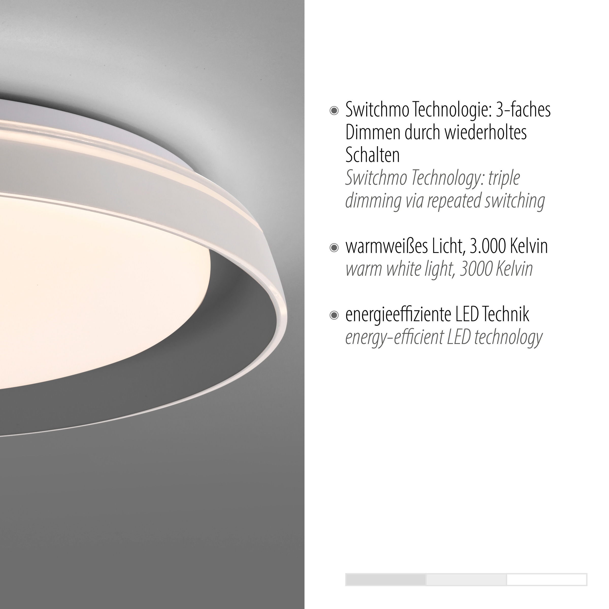 JUST LIGHT Deckenleuchte »SATI«, 1 flammig, Leuchtmittel LED-Board | LED fest integriert, LED, dimmbar, Switchmo, Memory, nach Trennung vom Netz