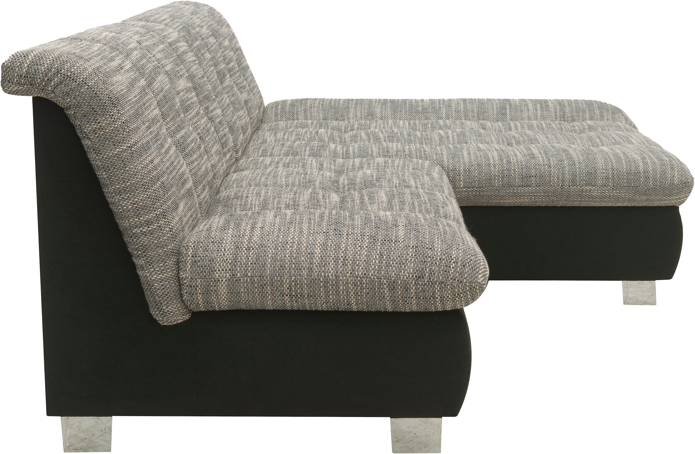 DOMO collection Ecksofa »100031 kompakte Stellmaße, komfortabel und bequem, L-Form«, wahlweise mit Bettfunktion und Armteilverstellung. Breite 234cm