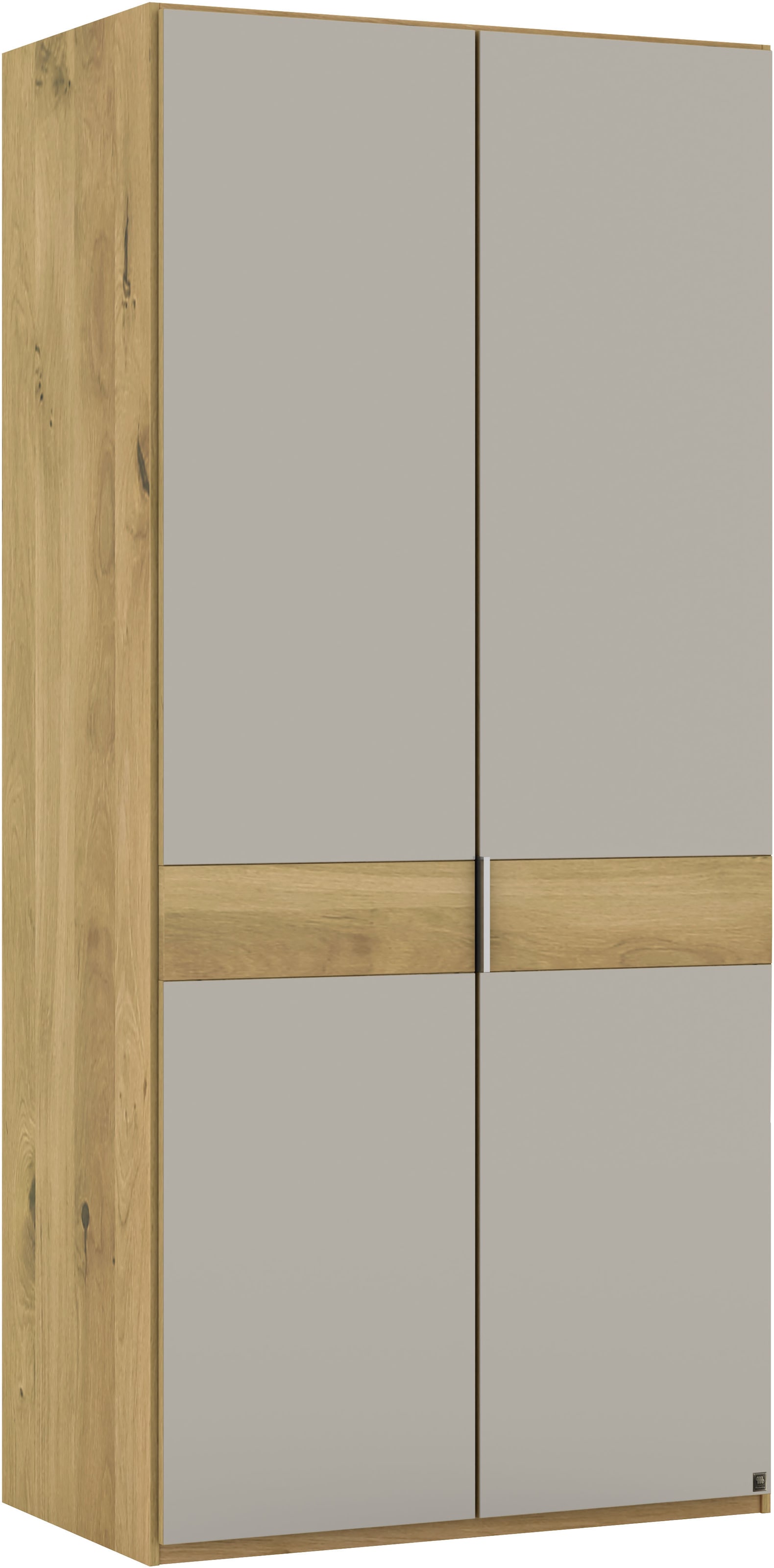 Musterring Drehtürenschrank »Savona, Kleiderschrank, Schrank, Garderobe, teilmassiv Eiche«, (mit Türdämpfern, mit Spiegel oder Glas, extra Böden, MADE IN GERMANY), Türen in Bianco-Eiche massiv, Spiegel-/Glastüren, verschiedene Größen