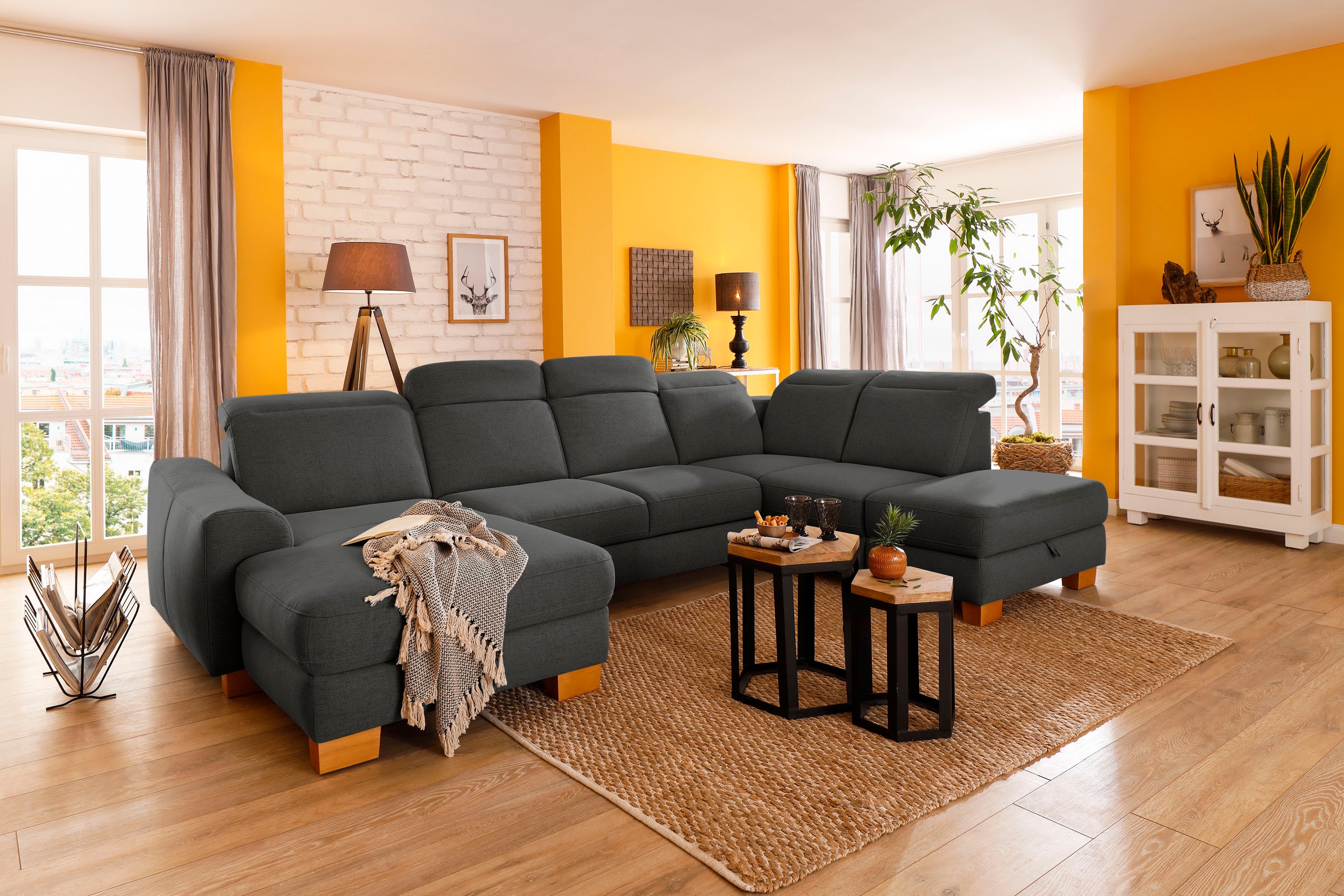 Home affaire Wohnlandschaft »Dundee U-Form« wahlweise mit Kopfteilverstellu günstig online kaufen