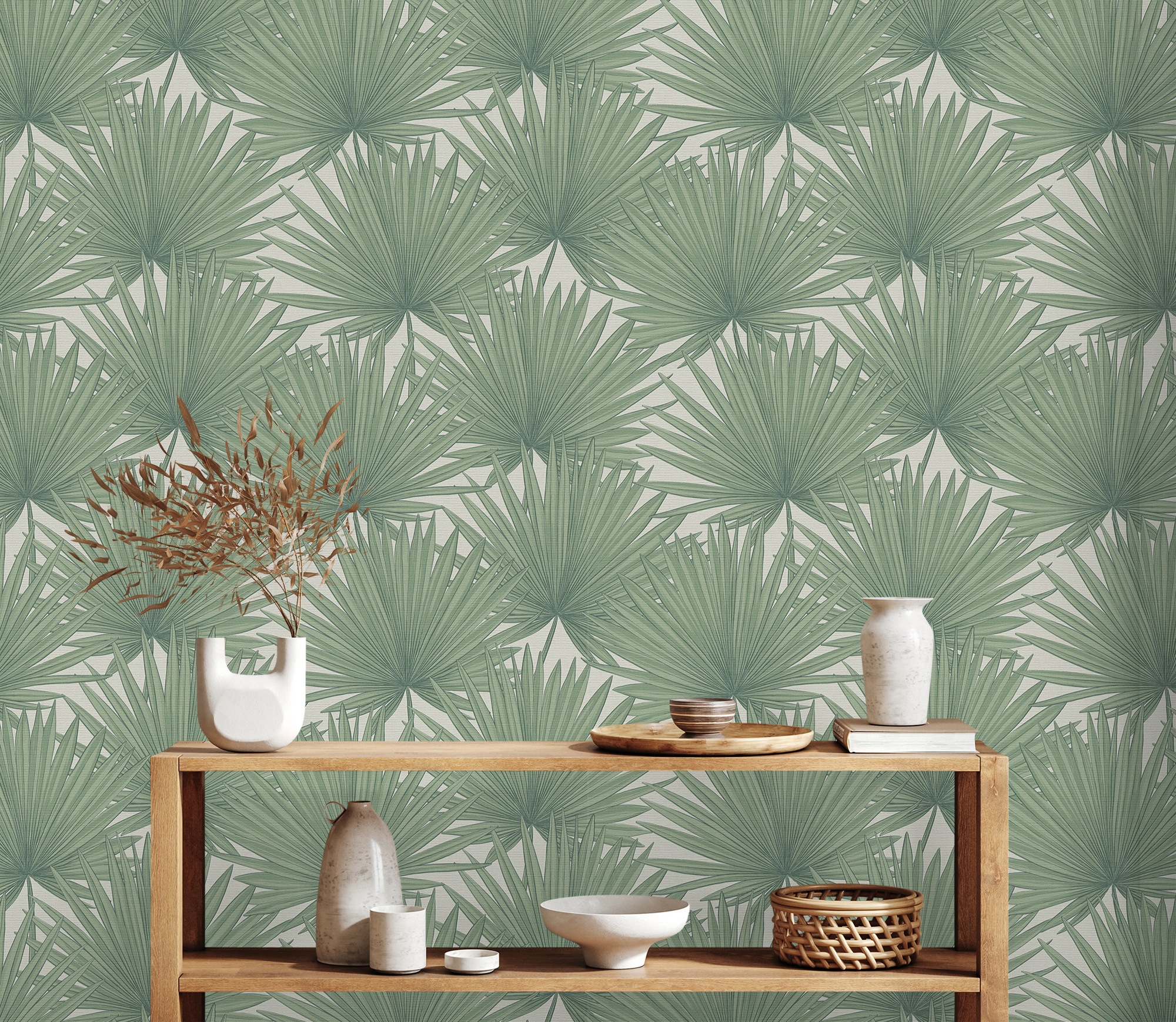 A.S. Création Vliestapete »Antigua Tapete mit Palmenblätter« gemustert | matt | neutral leicht strukturiert Tapete Floral Tapeten Wohnzimmer Schlafzimmer Küche modern Flur Design