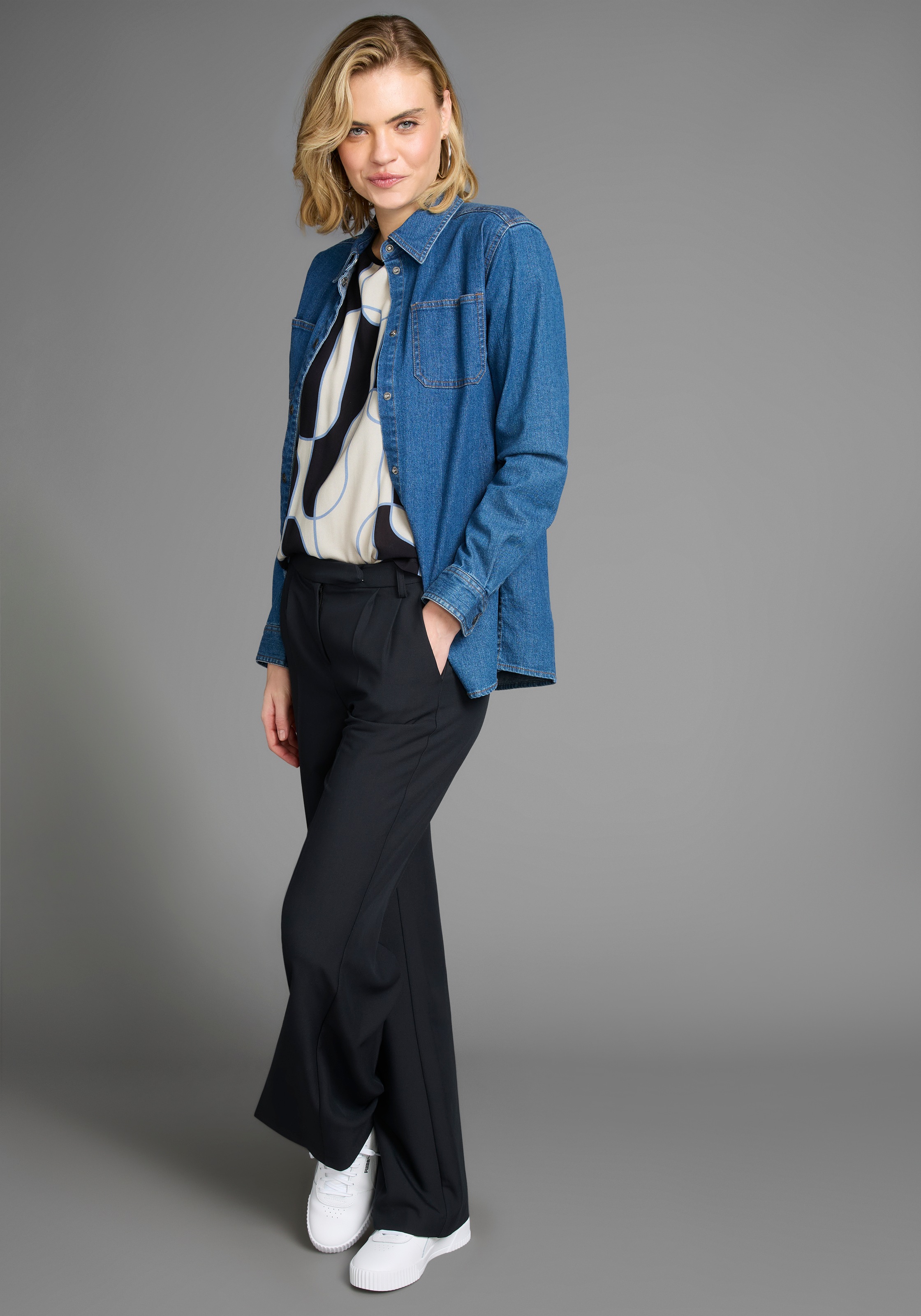 Laura Scott Shirtbluse, mit Grafik-Print im Materialmix - NEUE KOLLEKTION