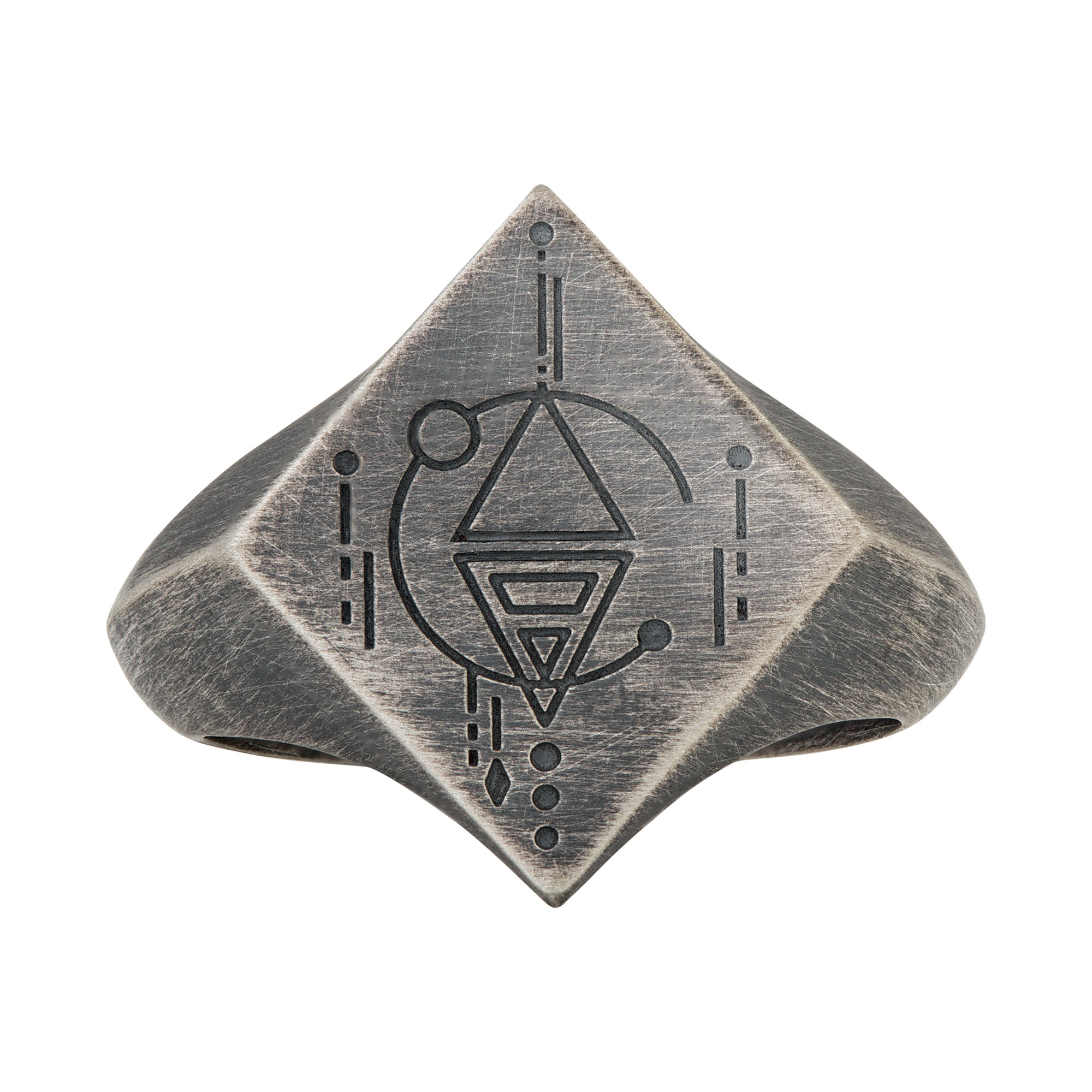 CAÏ Fingerring »925 Silber Siegelring Raute matt oxidiert Tattoo Motiv«