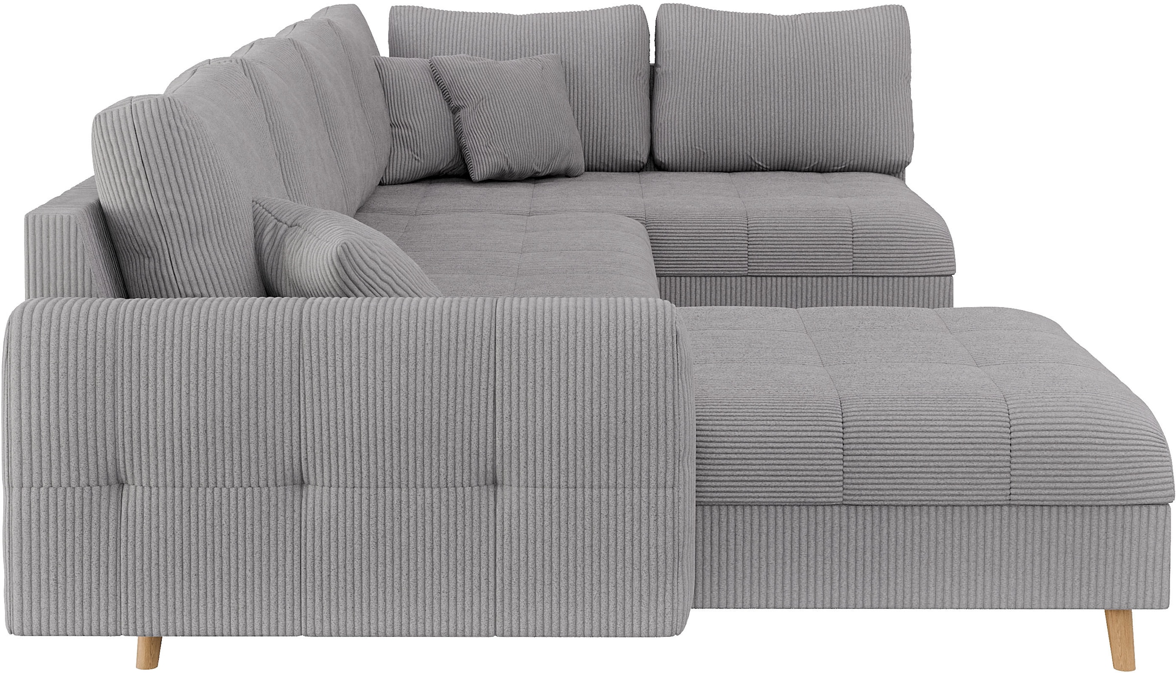 Home affaire Wohnlandschaft »CHARRE U-Form mit Ottomane, Maße B/T/H: 310/161/81 cm«, feine Steppung, lose Rücken- und Zierkissen, auch in Cord und Bouclé