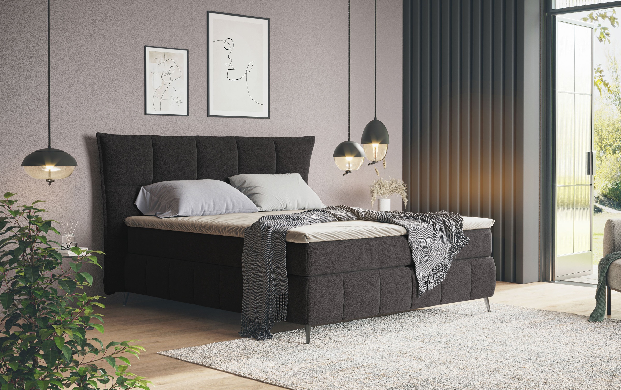 COTTA Boxspringbett »Sarah«, inkl. Topper, 2 Matratzenkerne, Härtegrade H2, H3 oder H4