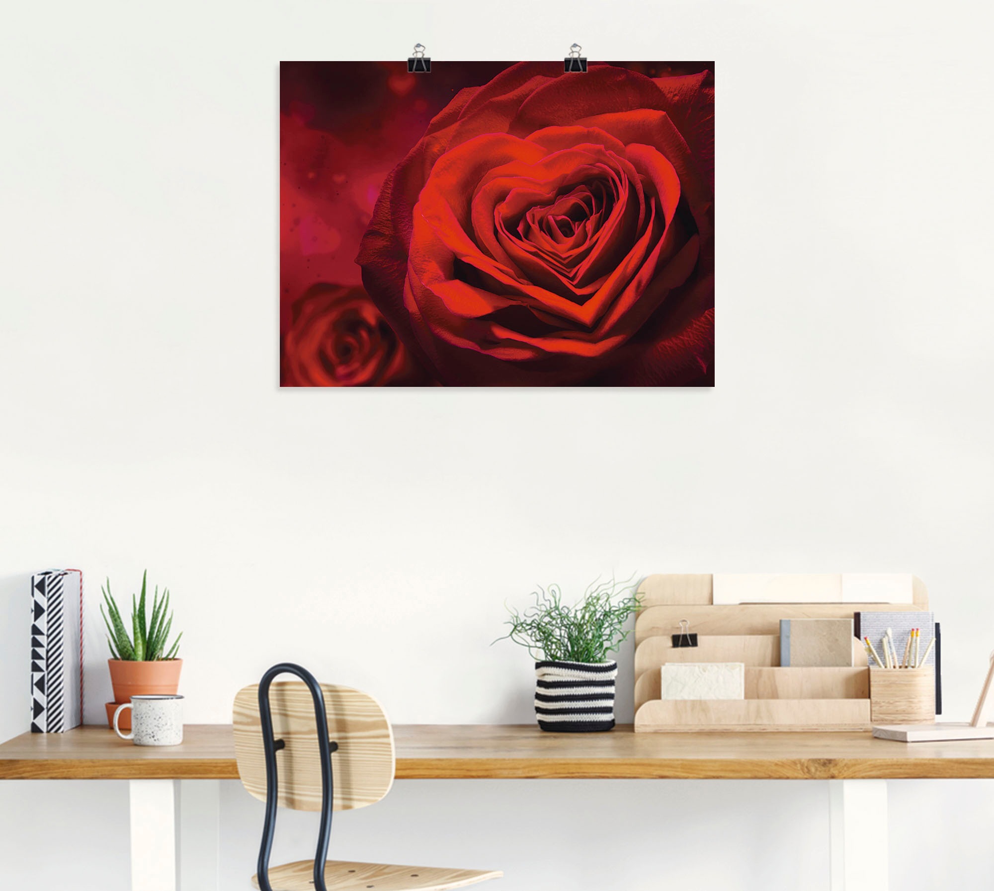 Artland Wandbild »Valentinseinladung mit Herzen und Rosen«, Blumen, (1 St.), als Leinwandbild, Poster, Wandaufkleber in verschied. Größen