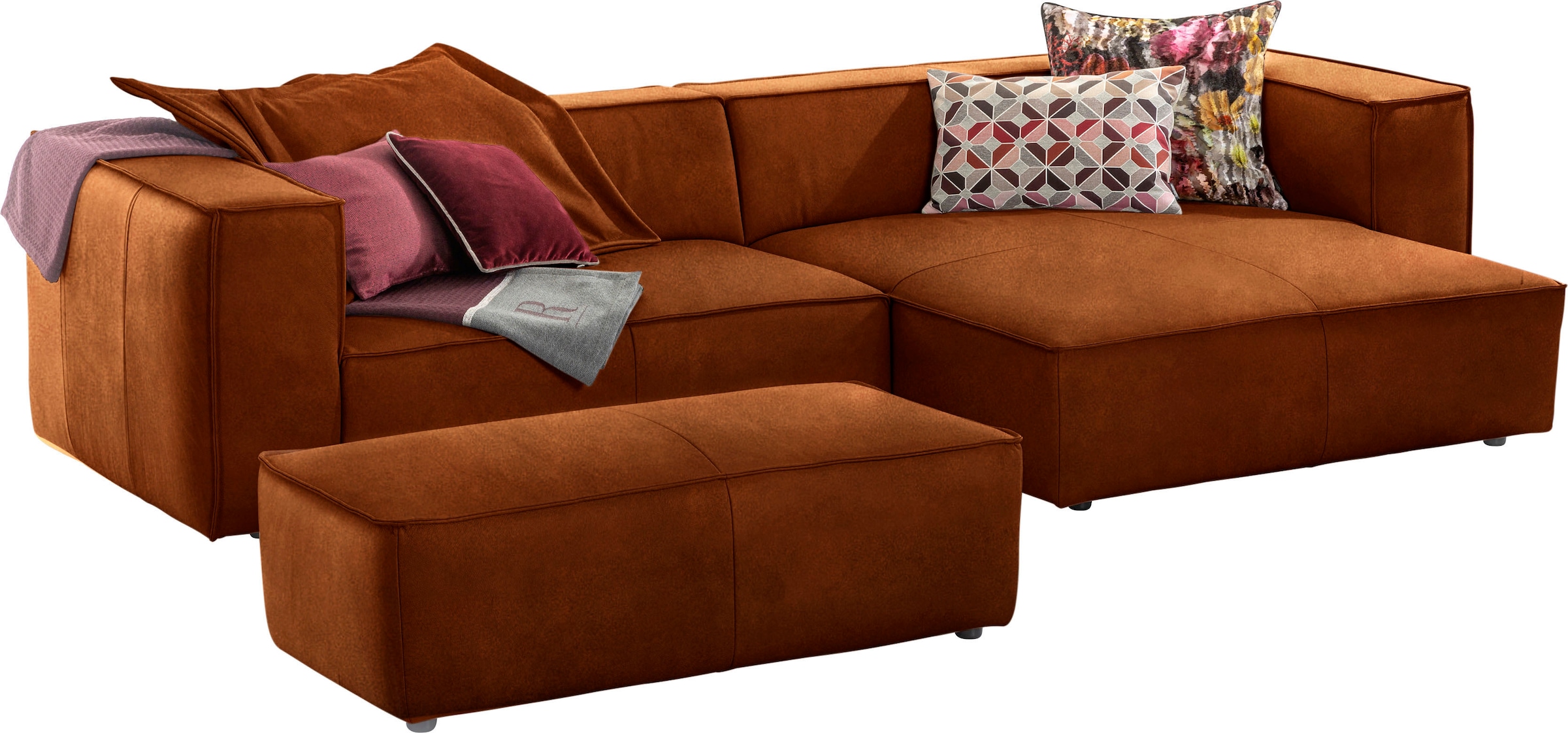 W.SCHILLIG Ecksofa »around-the-block, modern und elegant, bequem, L-Form«, mit eleganter Biese, mit Federkern