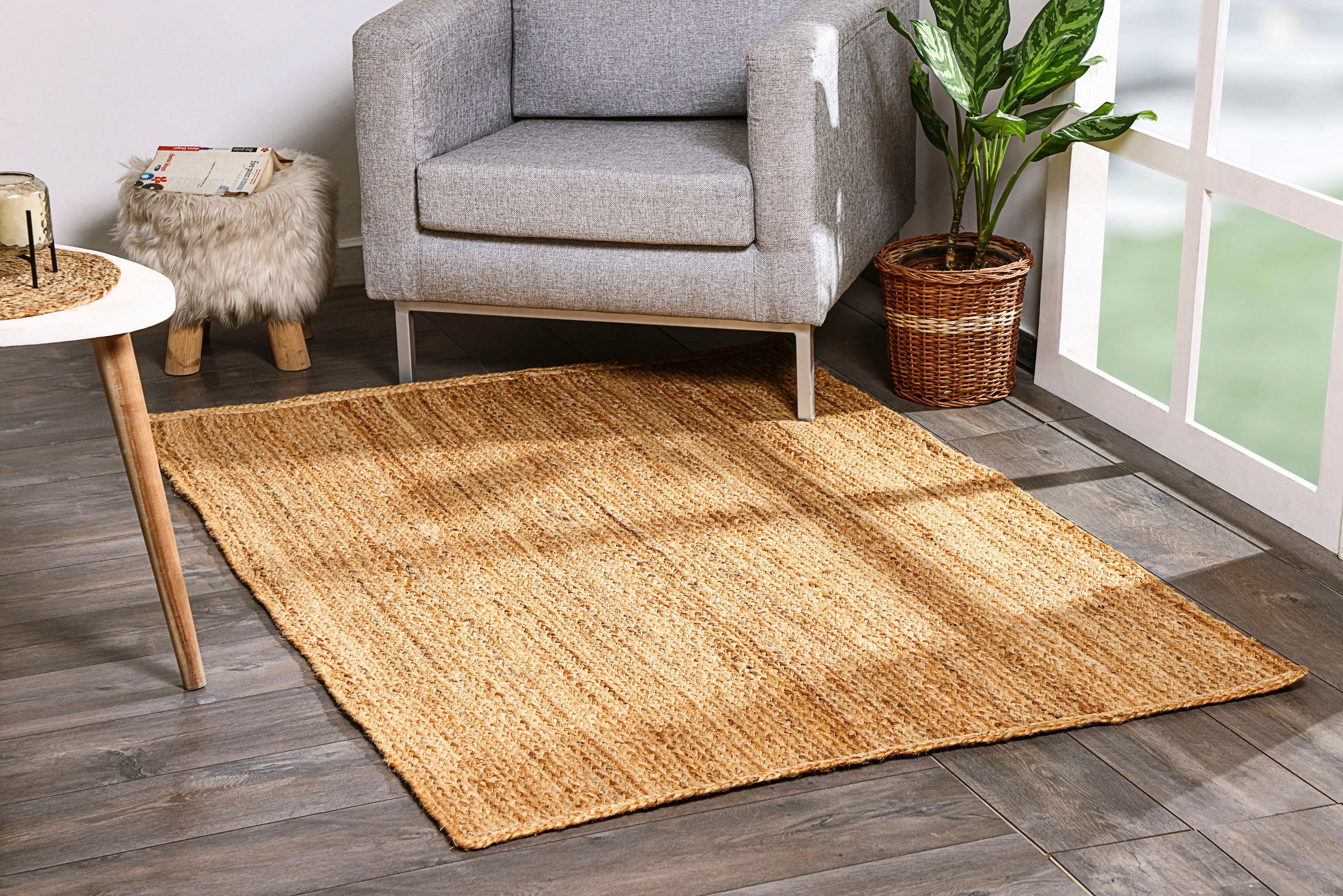 Myflair Möbel & Accessoires Teppich »Lola«, rechteckig, 10 mm Höhe, Juteteppich, Wendeteppich, handgeflochten, 100% Naturfaser, Boho-Style