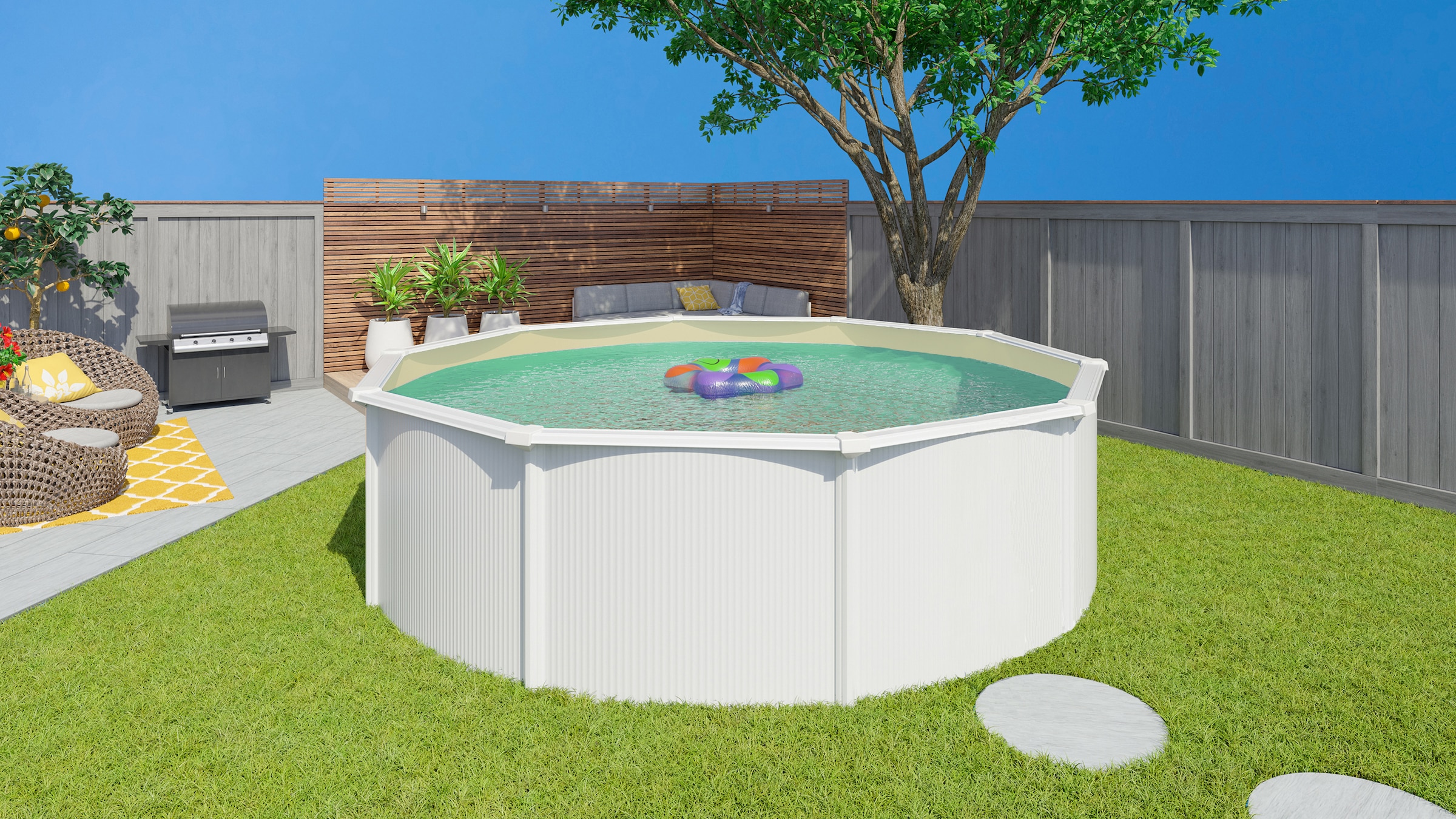KWAD Rundpool »Green line Evolution«, (Komplett-Set, 10 tlg.), 4,6x1,32 weiß Folie in blau, sand oder grau erhältlich