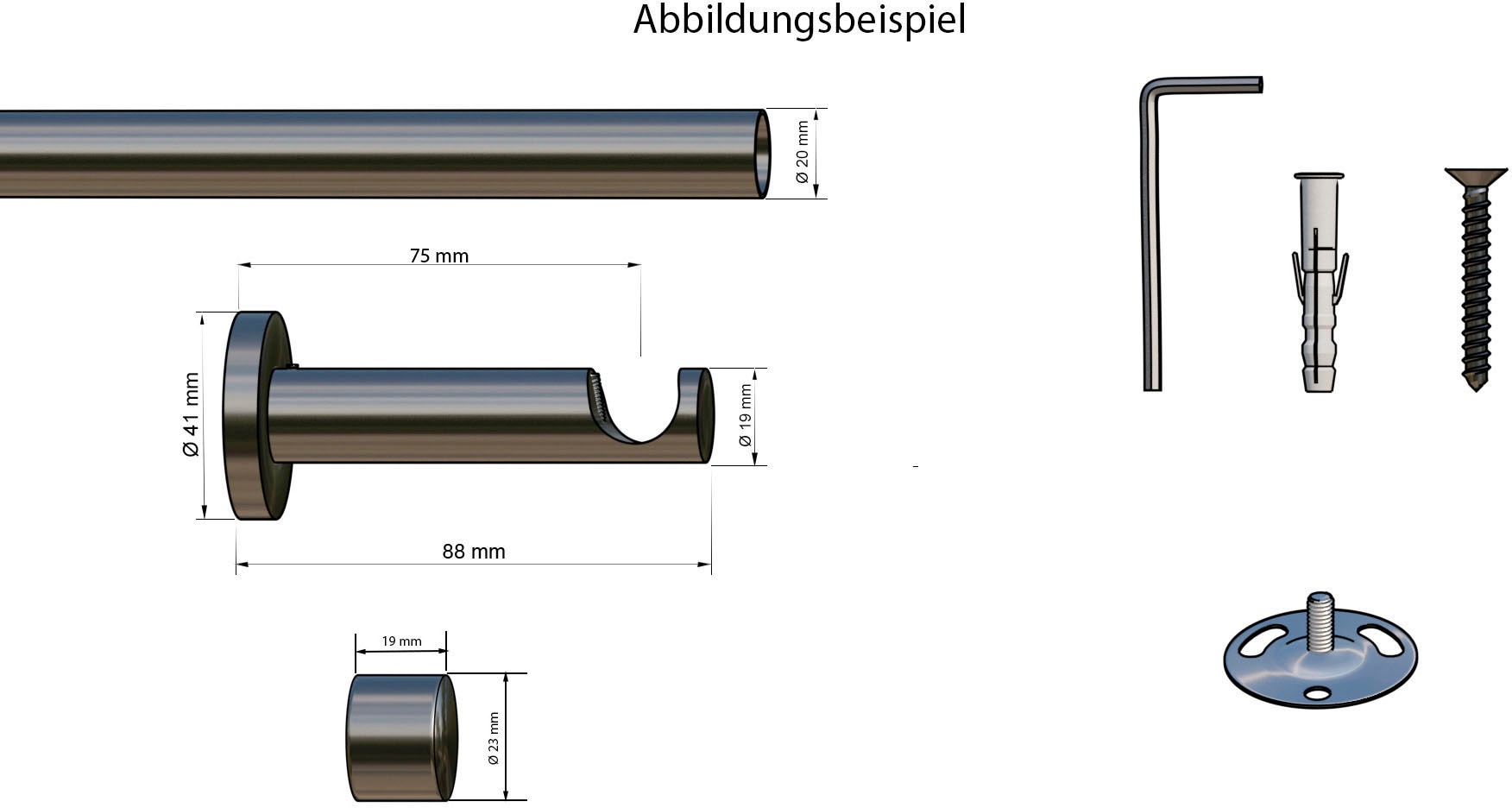 indeko Gardinenstange »Linz«, bestellen Montagematerial Komplett-Set läufig-läufig, Wunschmaßlänge, schnell und inkl. bequem 2