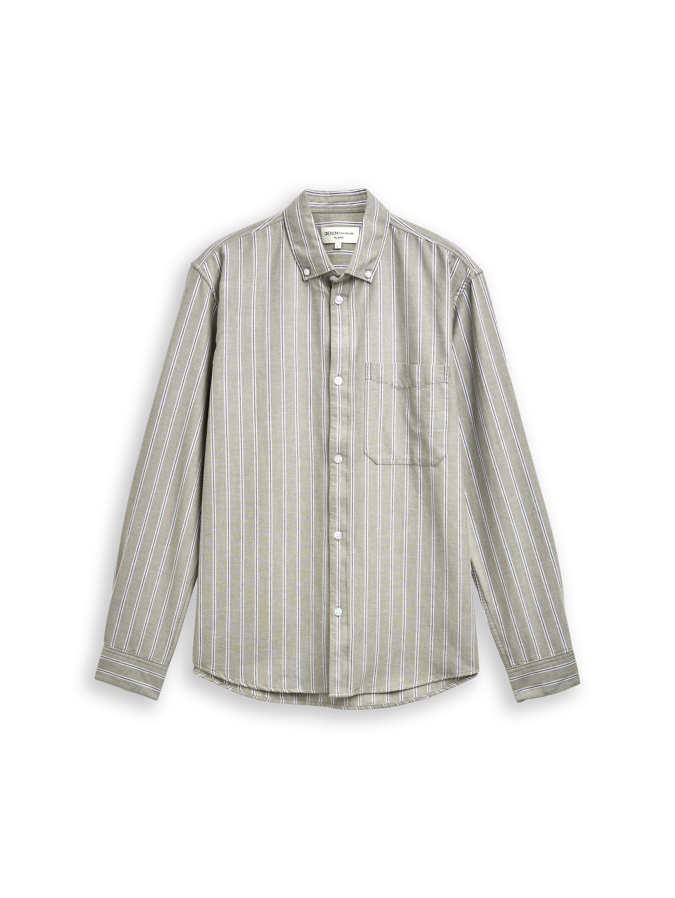 TOM TAILOR Denim Langarmhemd gestreift, mit Button-down-Kragen