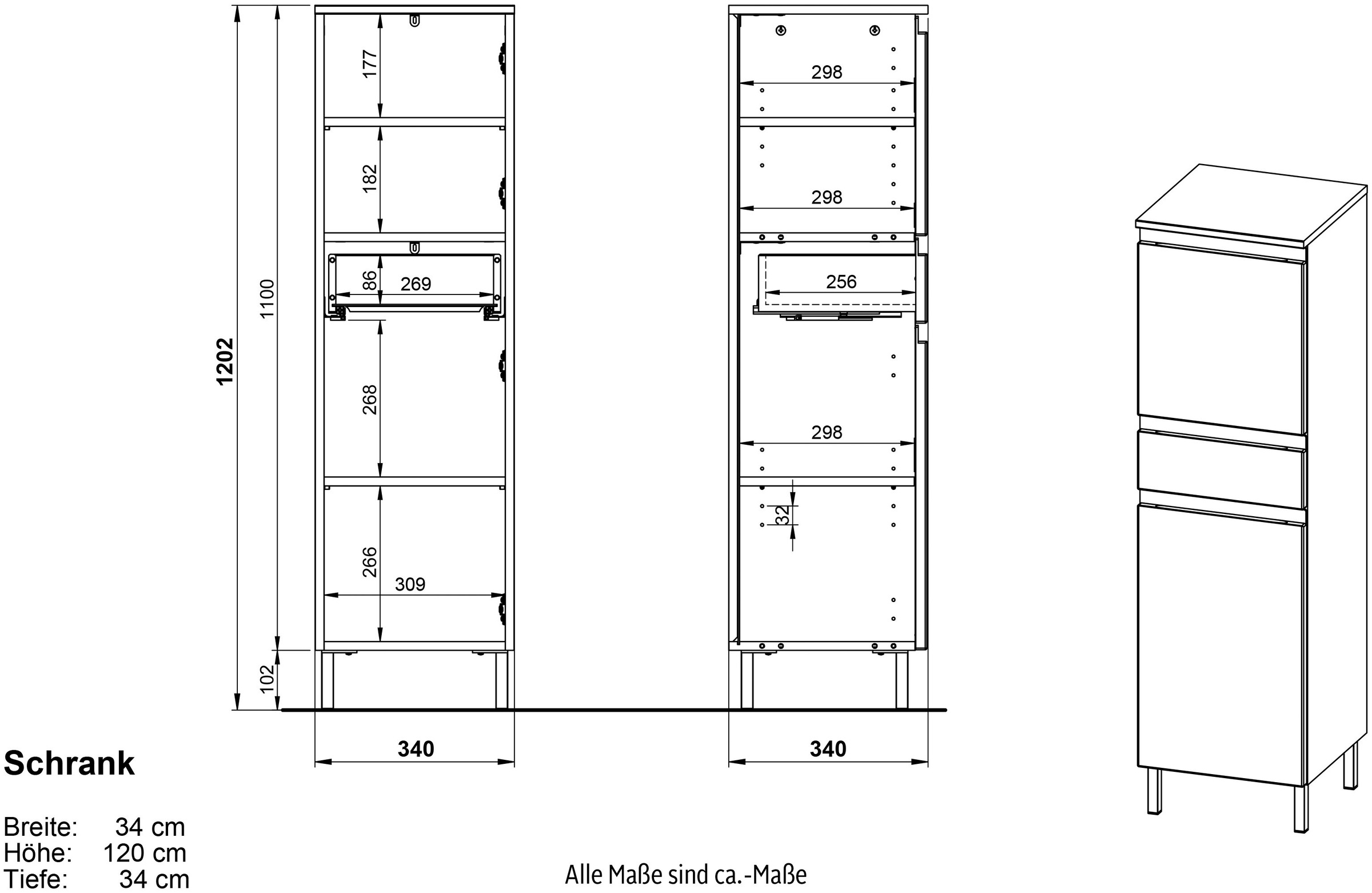 GERMANIA Badmöbel-Set »Torrance«, (5 St.), Unterschrank, Spiegel, Beleuchtung, Schrank, Kommode und Hochschrank