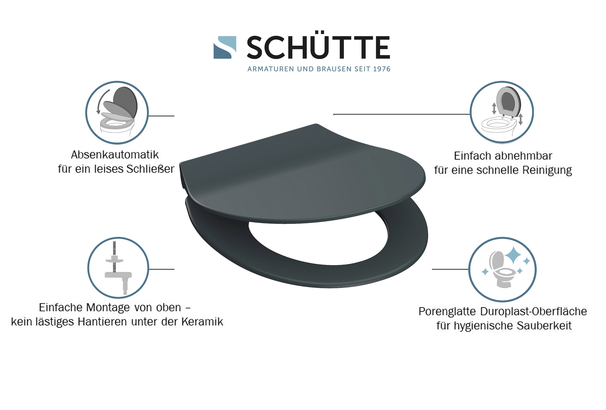 Schütte WC-Sitz »SLIM«, Duroplast, Absenkautomatik, Schnellverschluss, besonders flache Form