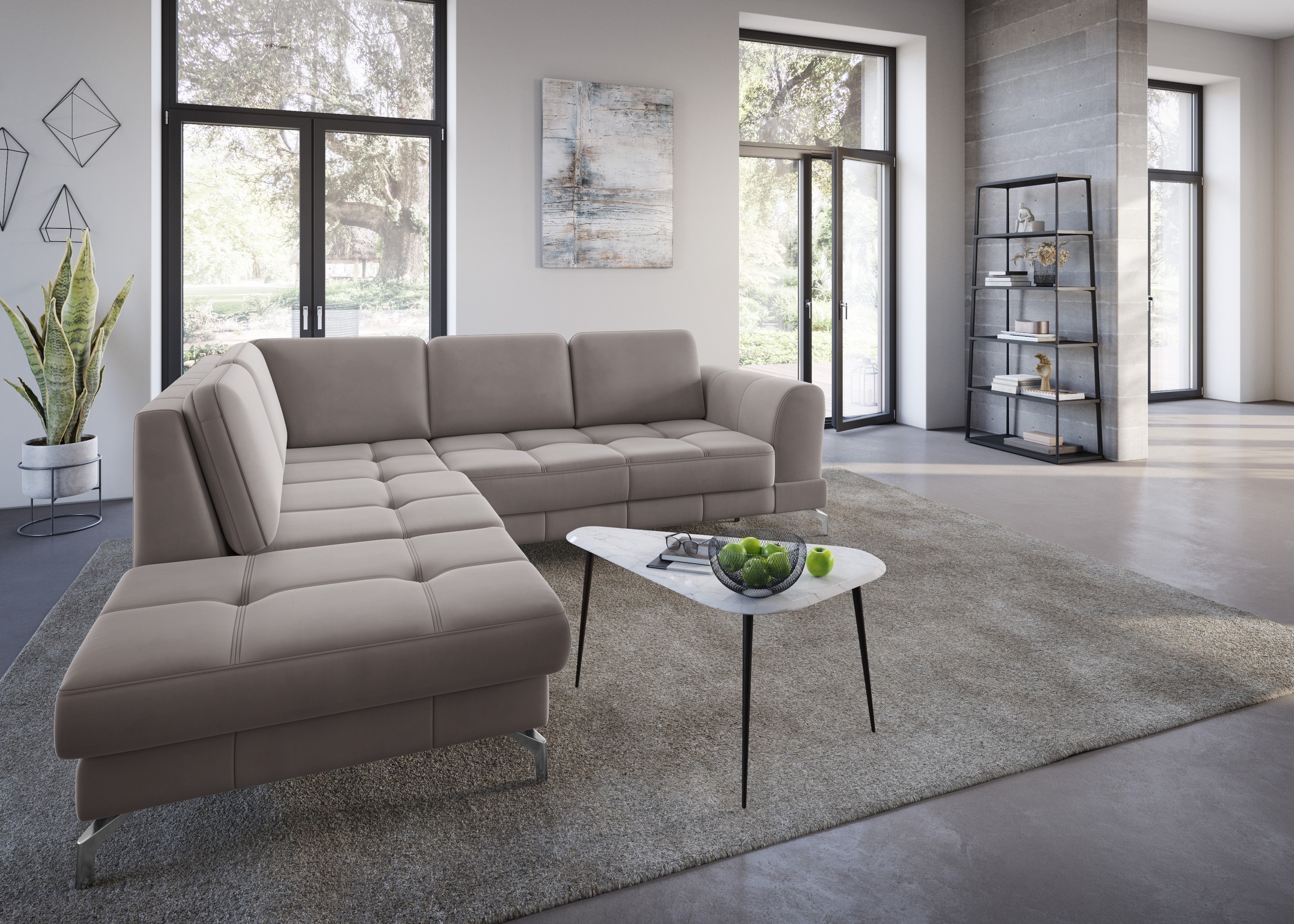 sit&more Ecksofa »Bendigo L-Form«, inklusive Sitztiefenverstellung, Bodenfreiheit 12 cm, in 2 Fußfarben