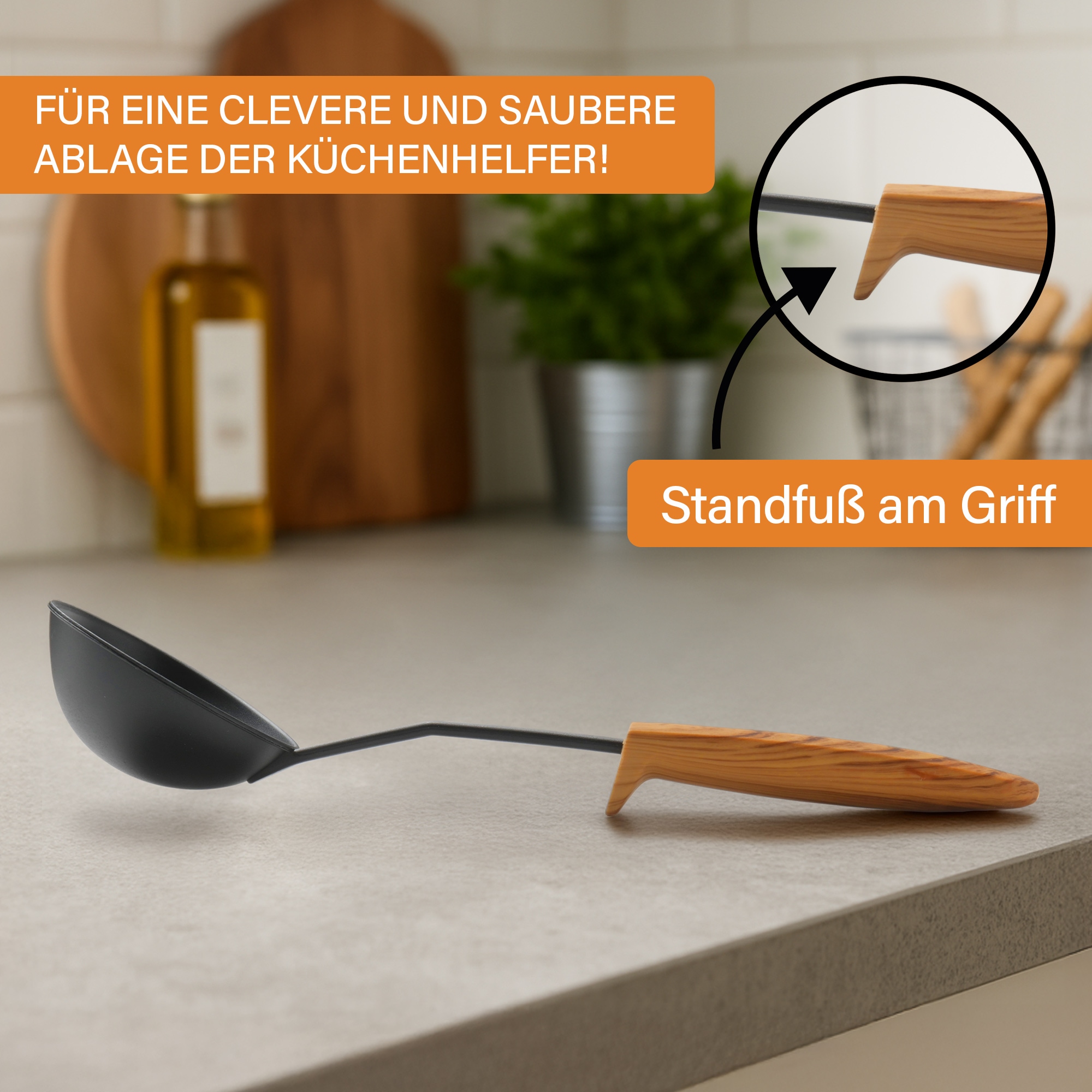 STONELINE Kochbesteck-Set »Kochutensilien-Set mit Holzgriff-Design "Back to Nature"« Perfekt für Antihaft-Pfannen und Töpfe, Design aus Deutschland